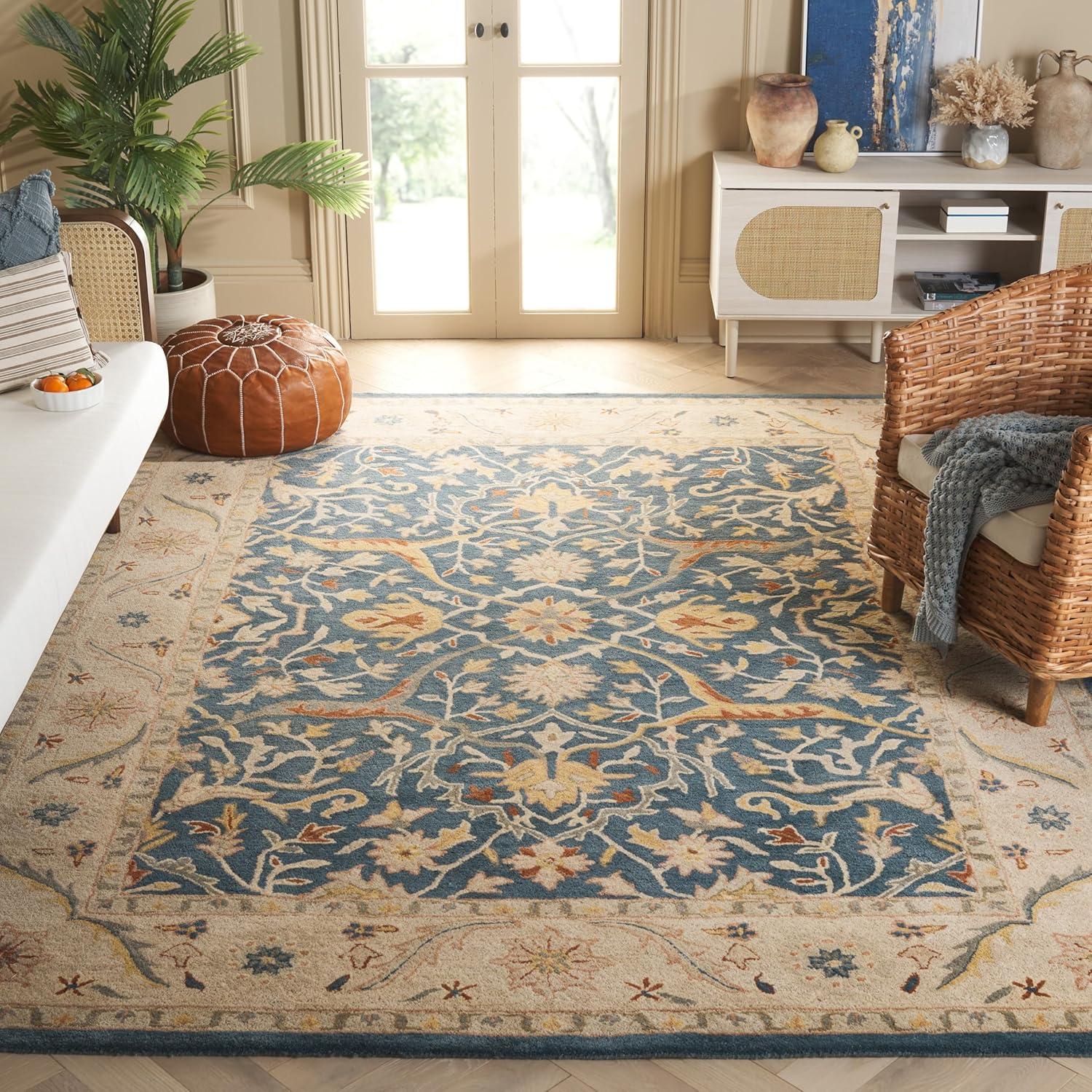 Antiquity AT14 Hand Tufted Indoor Area Rug - Blue - 8'3"x11' - Safavieh