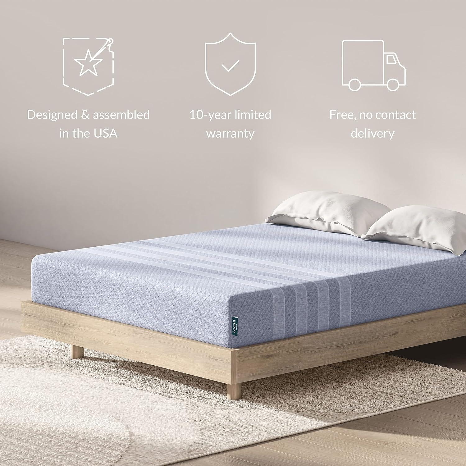 Heather-Blue 10'' Memory Foam Queen Mattress - Eco-Friendly