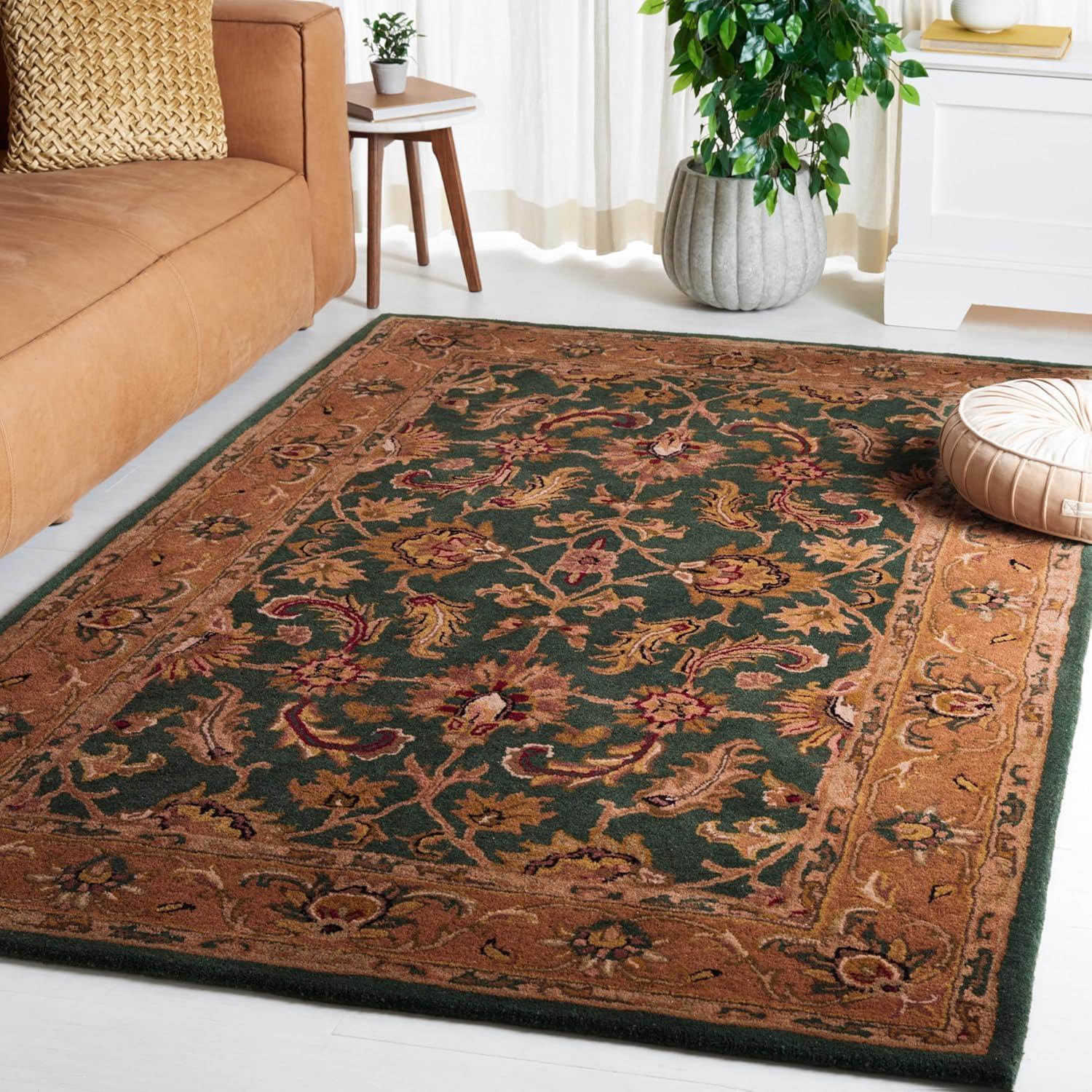 Heritage HG628 Hand Tufted Area Rug - Dark Green/Gold - 4'x6' - Safavieh.