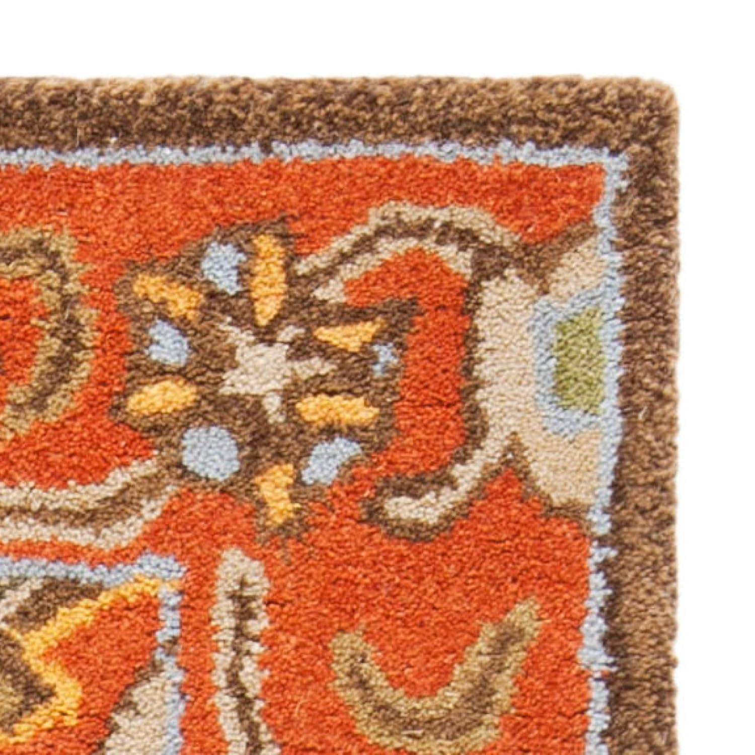 SAFAVIEH Heritage Giles Traditional Wool Area Rug, Chocolate/Tangerine, 4' x 6'