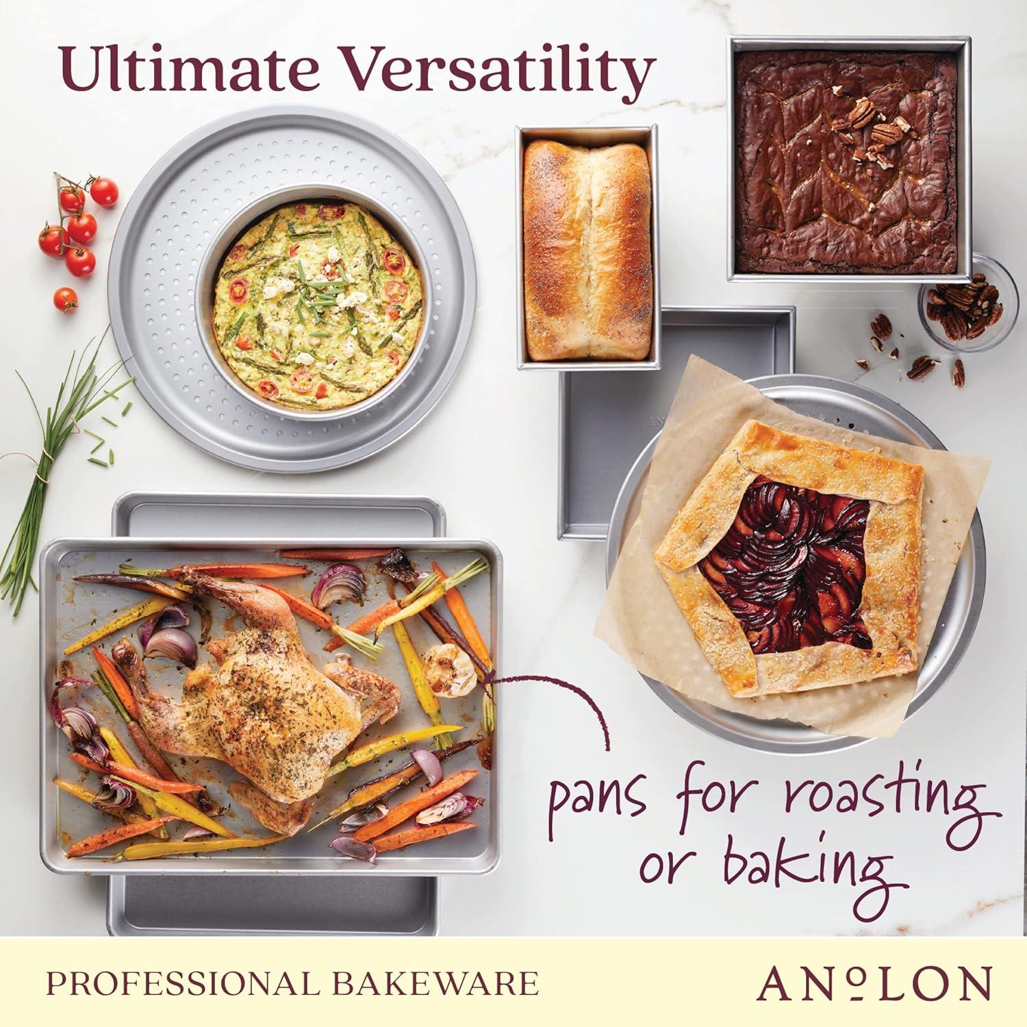 Anolon Pro-Bake Bakeware Aluminized Steel Baking Pan Set, 6-Piece, Silver