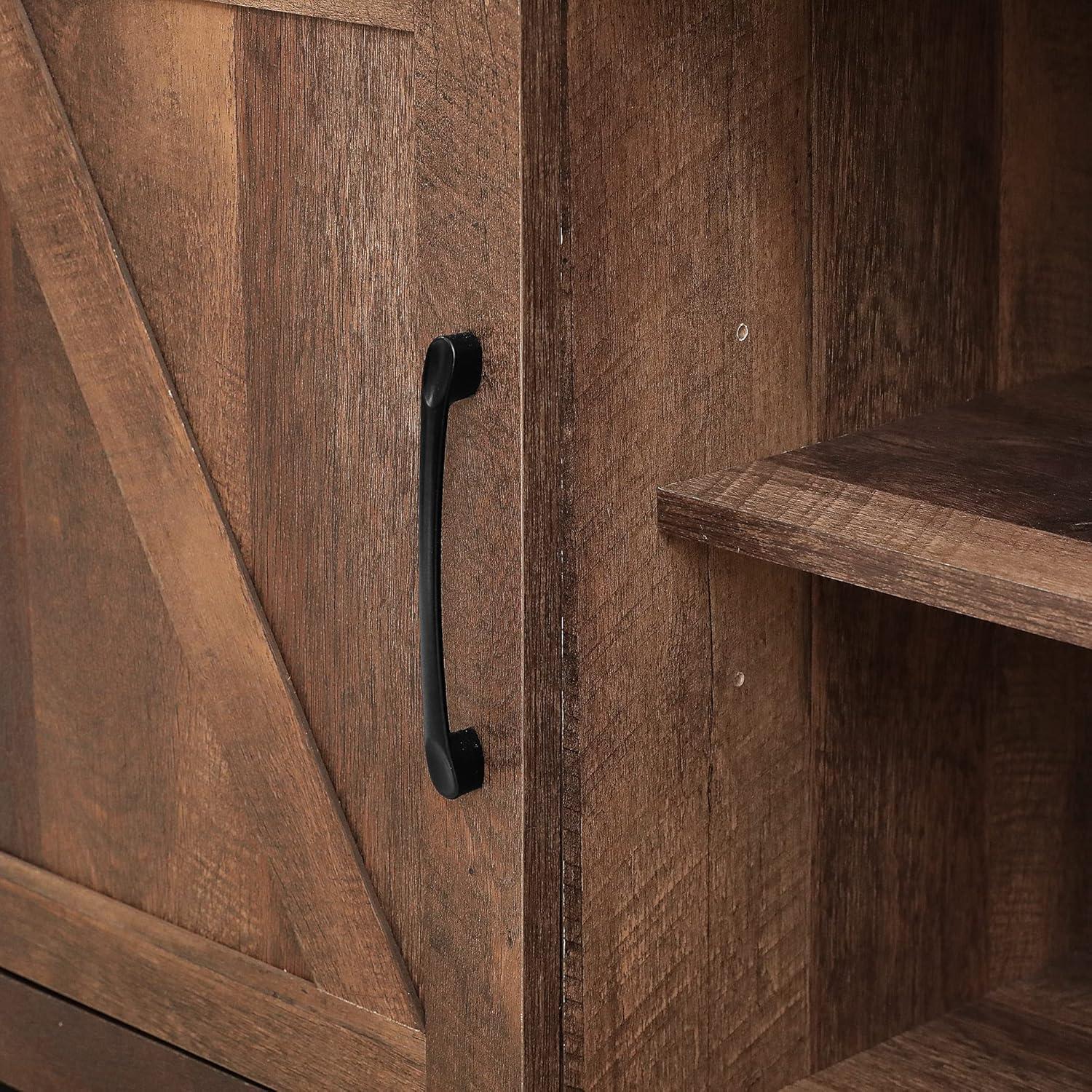 Rustic Brown Farmhouse Freestanding TV Cabinet with Barn Door