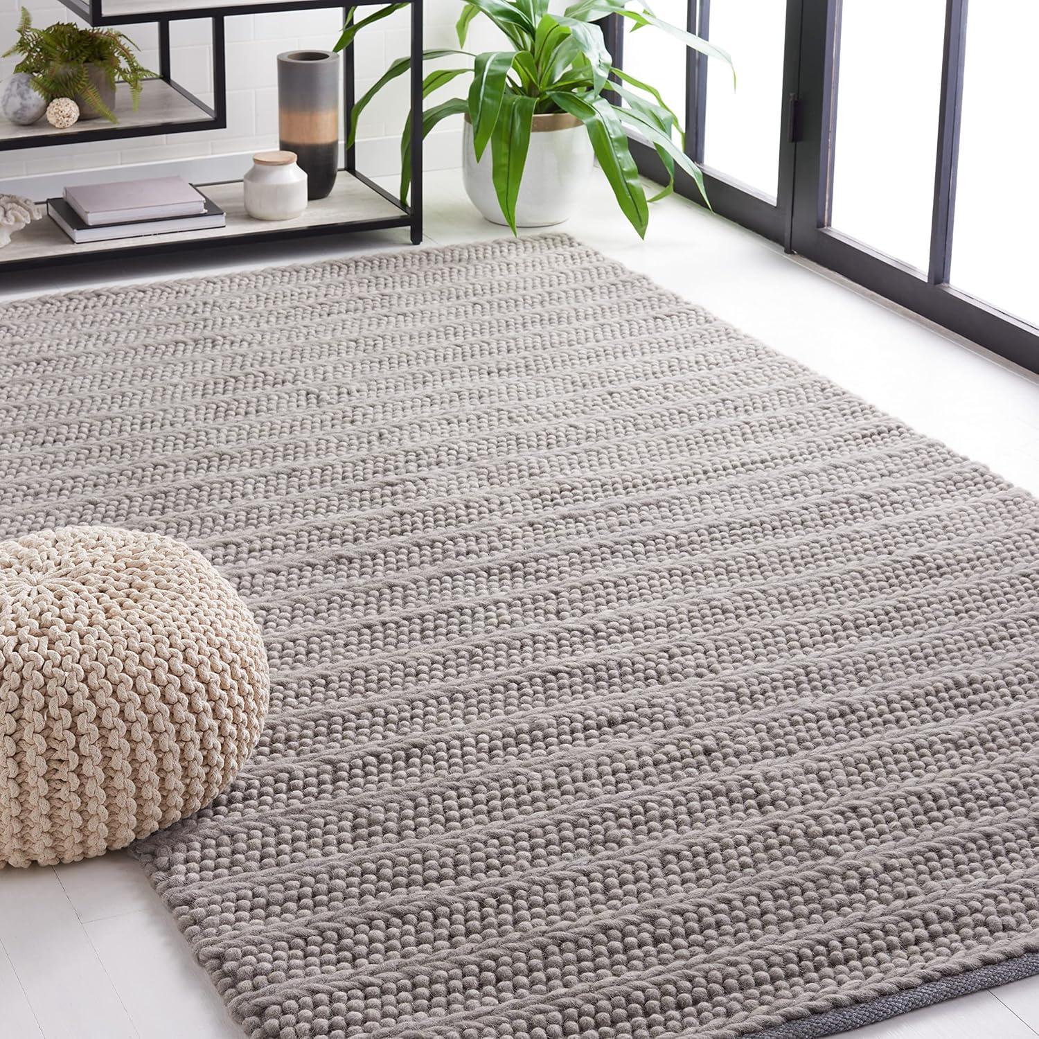 Natura NAT280 Flat Weave Indoor Area Rug - Grey - 6'x6' - Safavieh