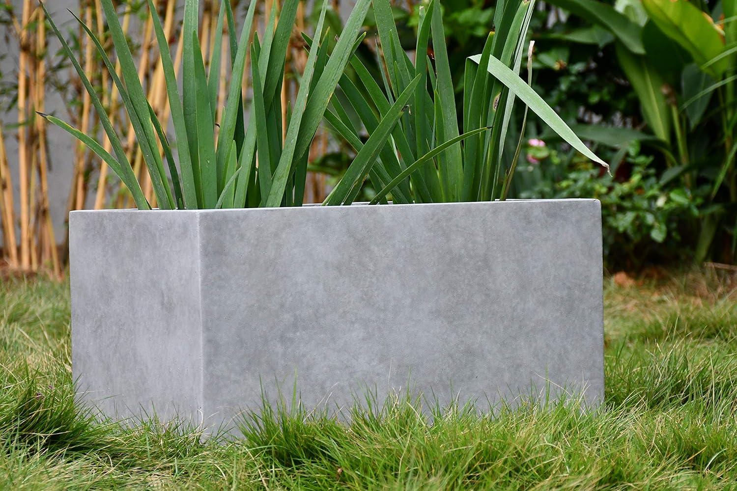 Rosemead Home & Garden, Inc.12" x 23" Rectangular Kante Lightweight Modern Outdoor Planter Natural Concrete