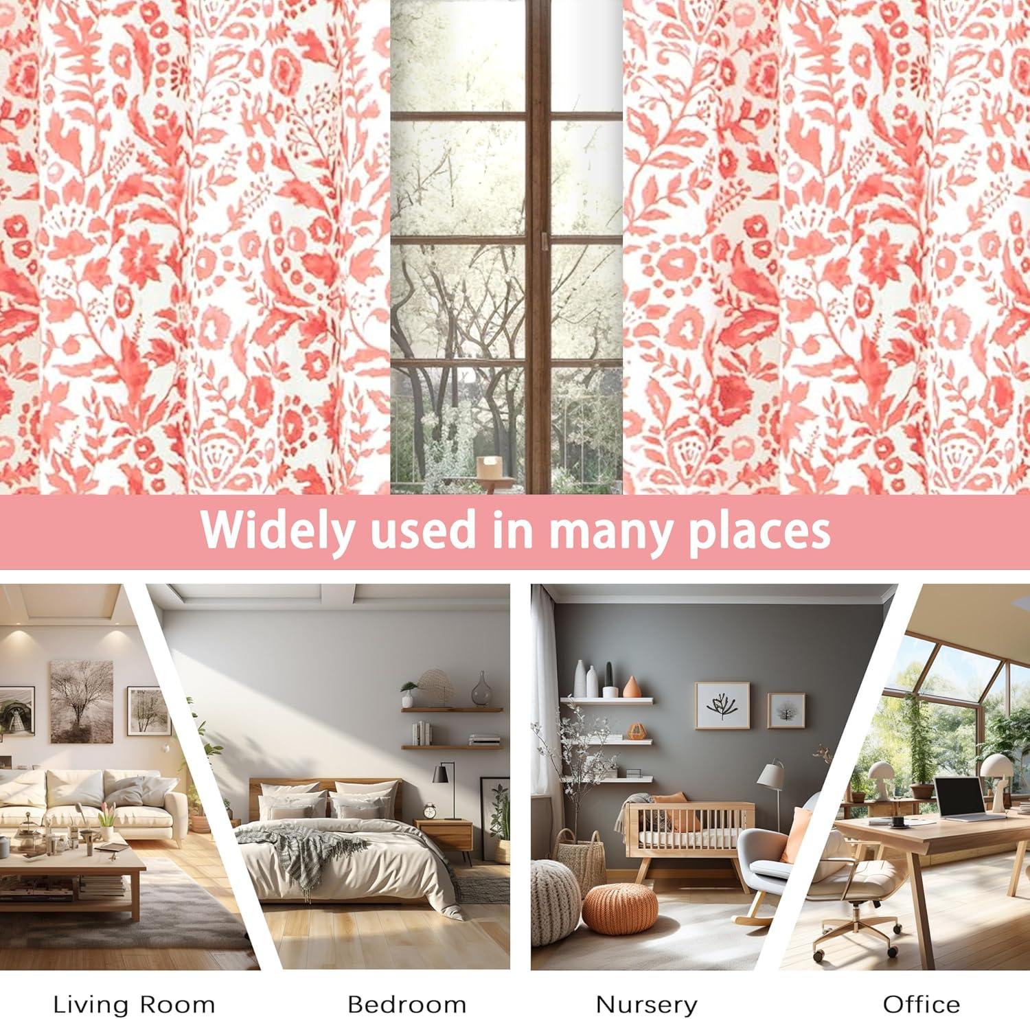 DriftAway Julia Watercolor Blackout Room Darkening Grommet Lined Thermal Insulated Energy Saving Window Curtains 2 Layers 2 Panels Each Size 96"L x 52"W Navy