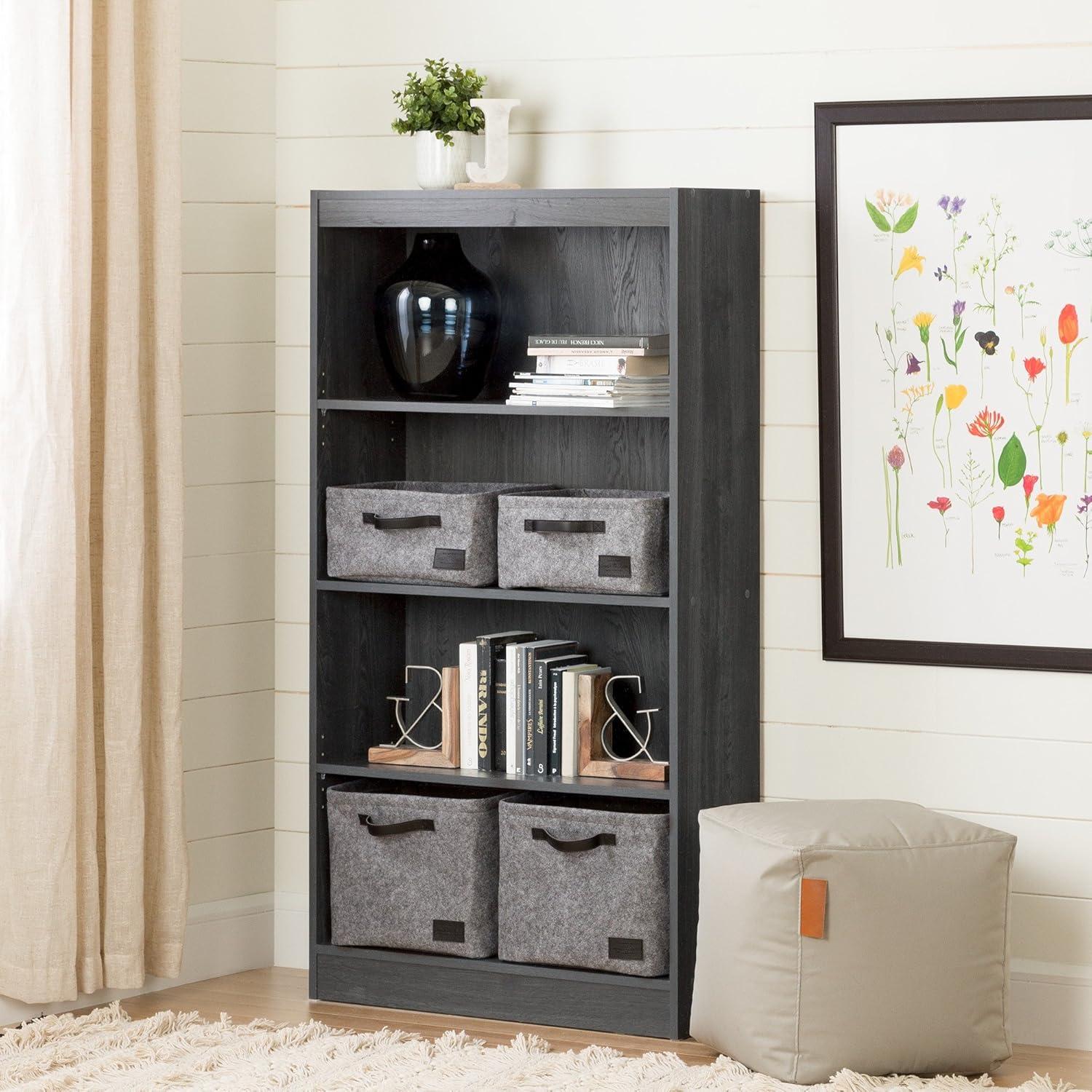 Gray Oak Adjustable 4-Shelf Kids Bookcase