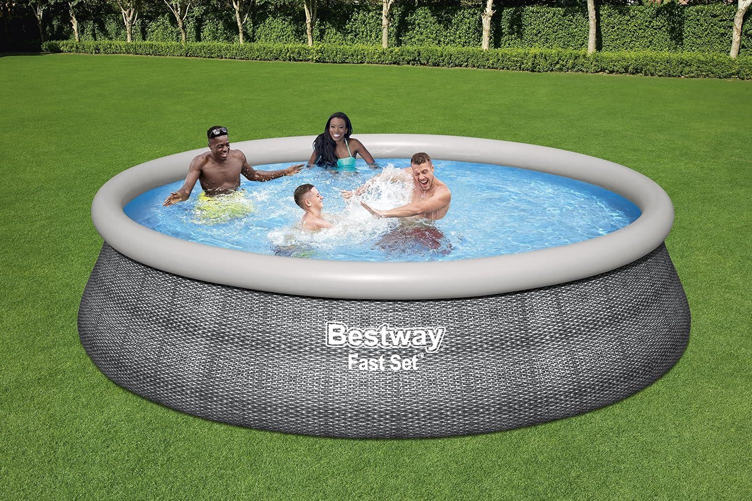 Bestway - Fast Set PVC 15' Above Ground Round Inflatable Swimming Pool Set