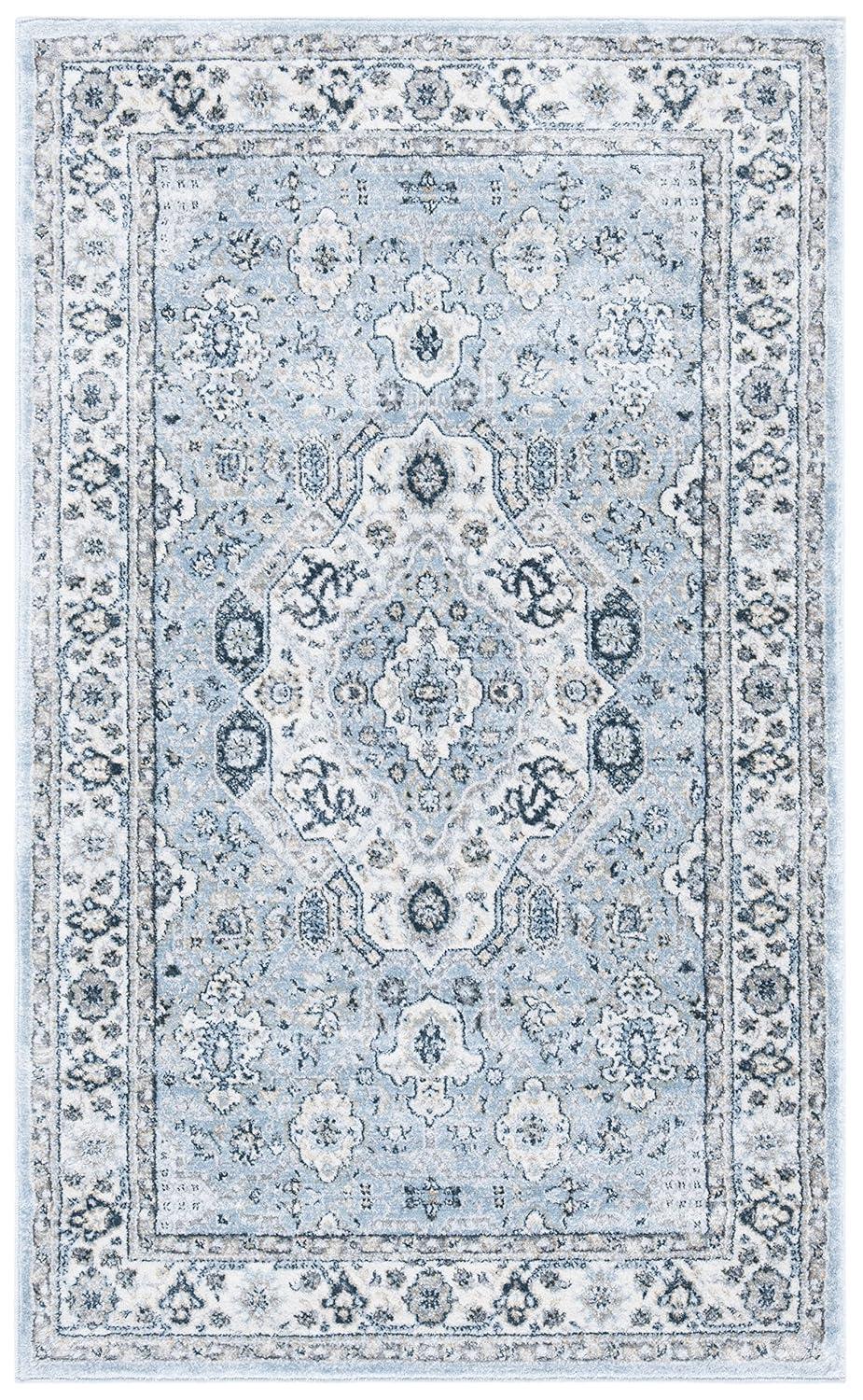 Isabella ISA916 Power Loomed Accent Rug - Blue/Creme - 2'2"x5' - Safavieh