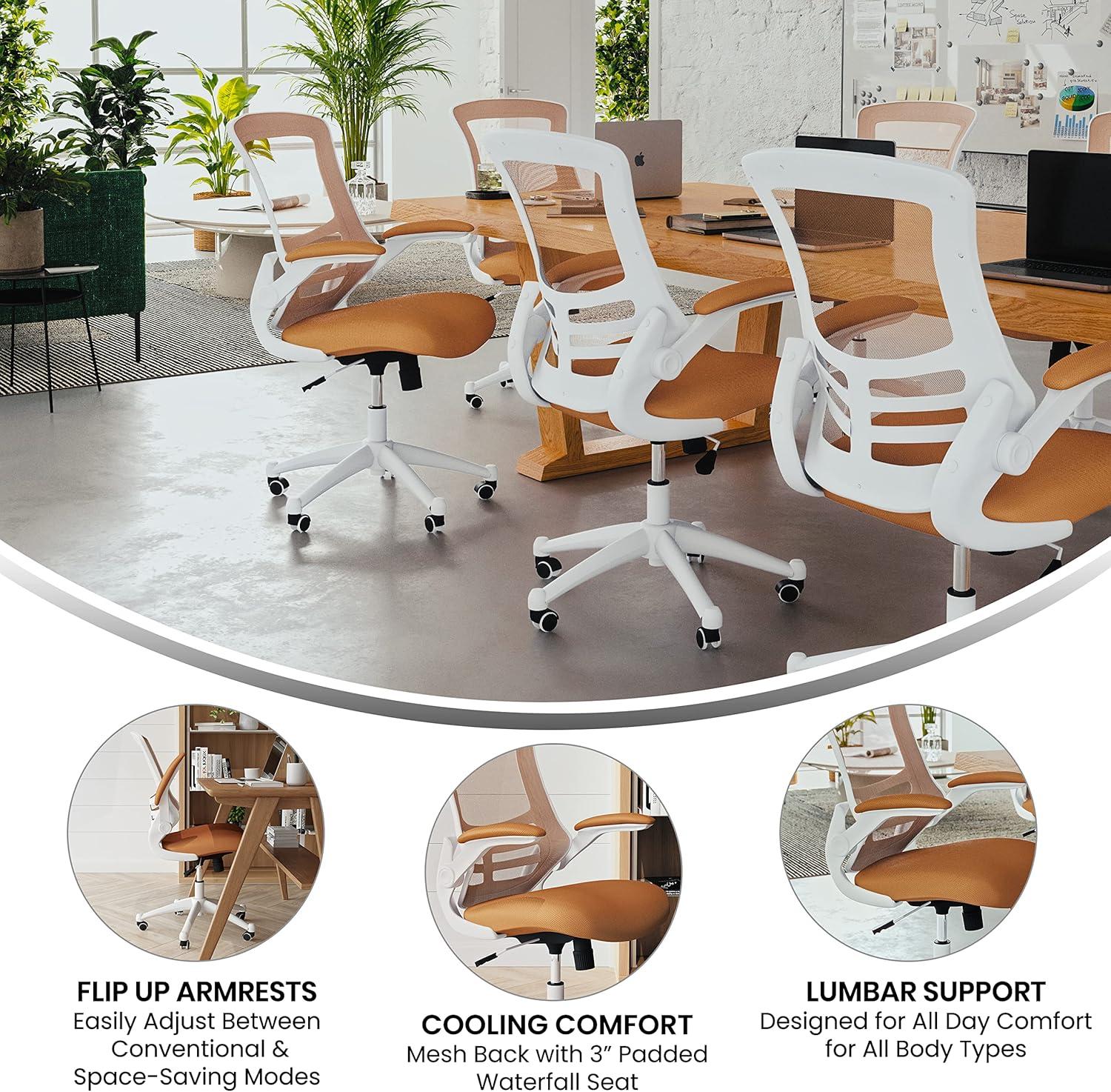 Flash Furniture Mid-Back Mesh Swivel Ergonomic Task Office Chair with Flip-Up Arms