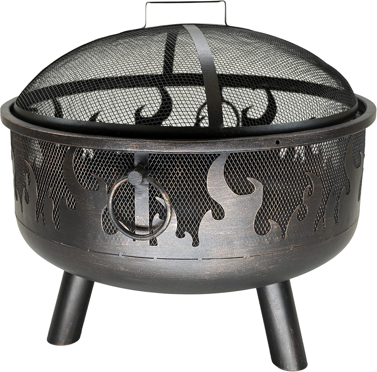 Wood Burning Outdoor Fire Pit with Flames - Black - Endless Summer: Steel Frame, Flame Retardant, 23" Height