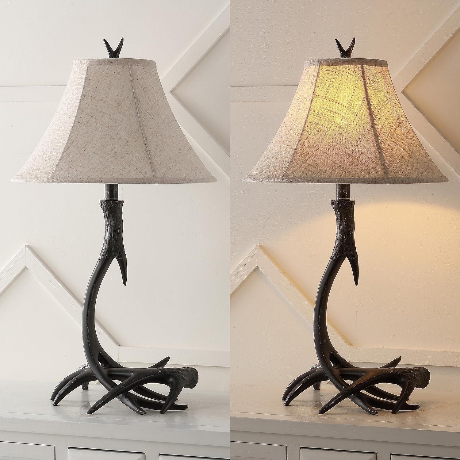 JONATHAN Y JYL6305C Antler 27.5" Rustic Resin LED Table Lamp, Traditional for living room, dinning room, bedroom, office Bulb Included, Black