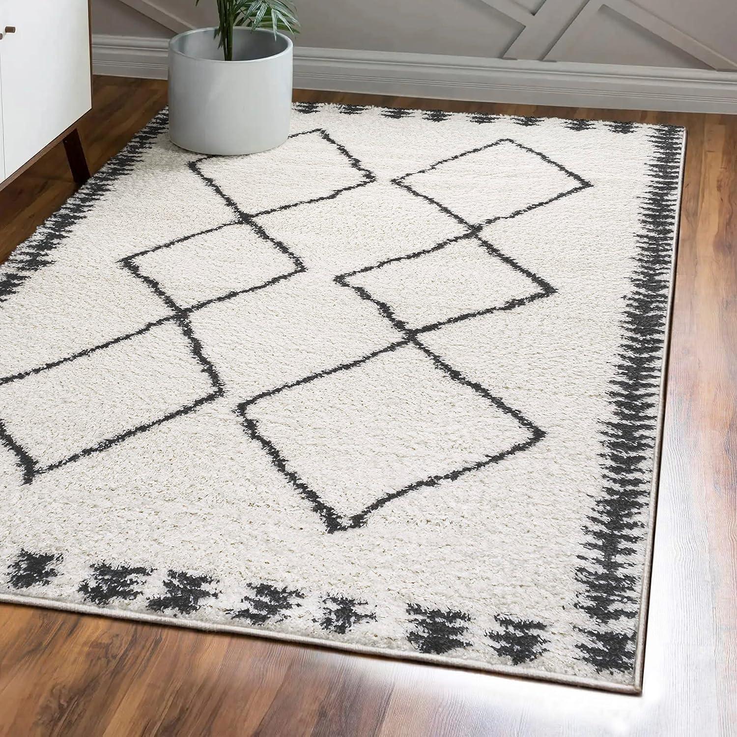 Calvia Moroccan Diamond Shag Area Rug  - JONATHAN Y