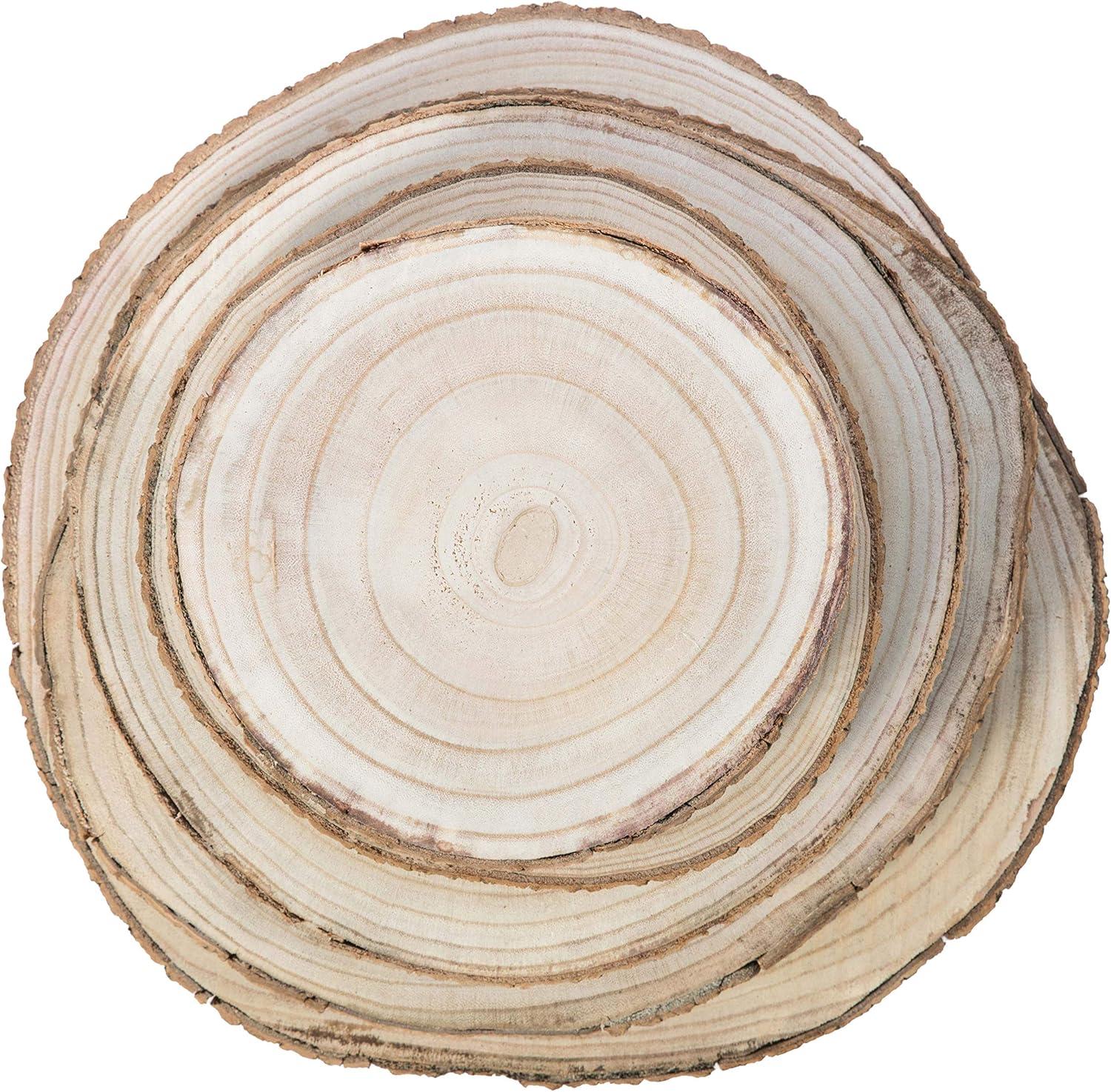 Vintiquewise Barky Natural Wood Slabs Rustic Ornament Slice Tray Table Charger - Set of 5