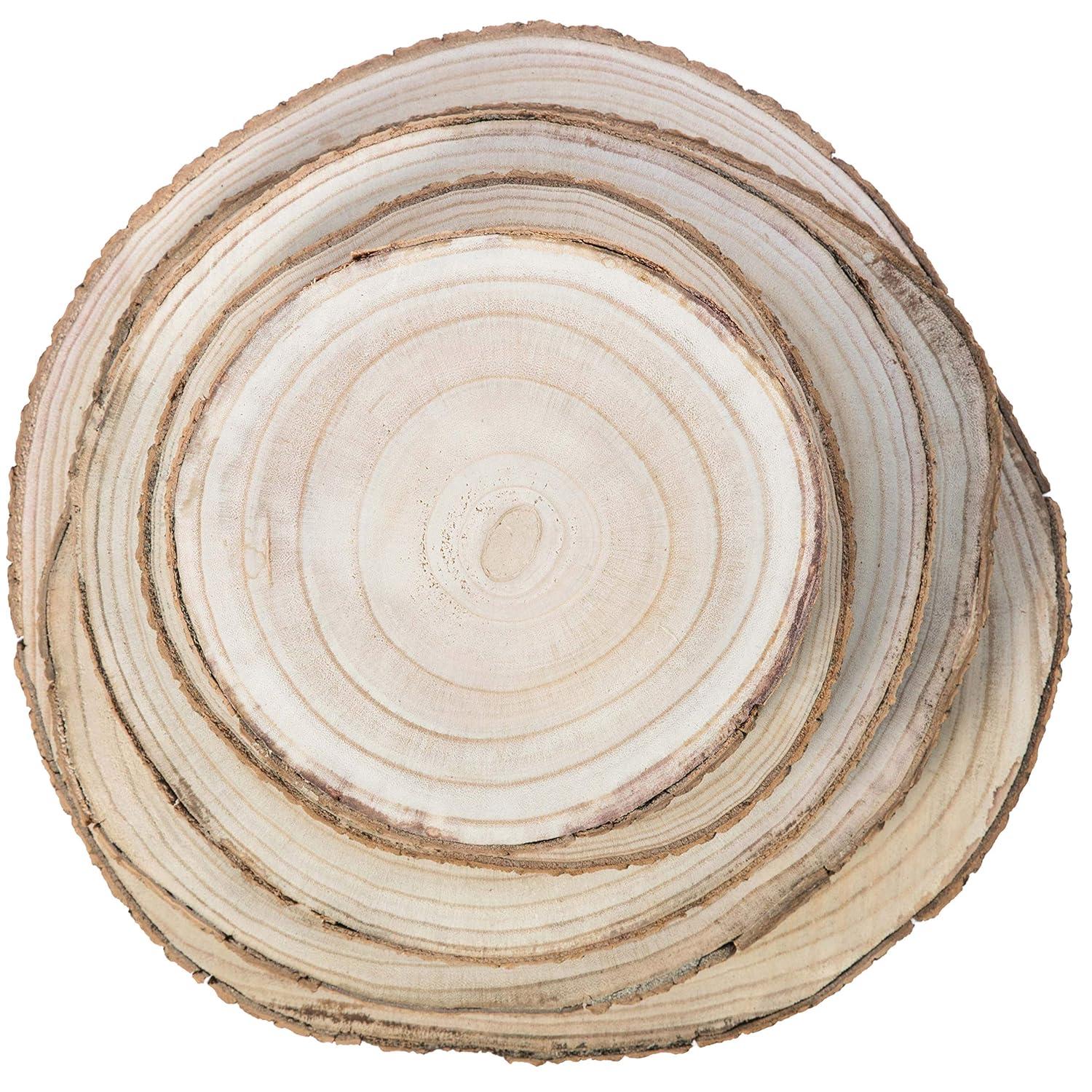 Vintiquewise Barky Natural Wood Slabs Rustic Ornament Slice Tray Table Charger - Set of 5