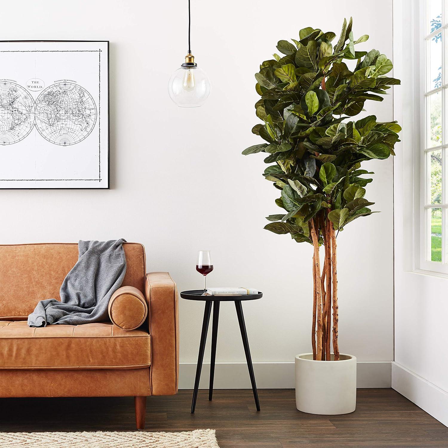 Nearly Natural 6' Fiddle Leaf Fig Tree: Indoor Faux Plant with Plastic Pot, Unlit Full Shape