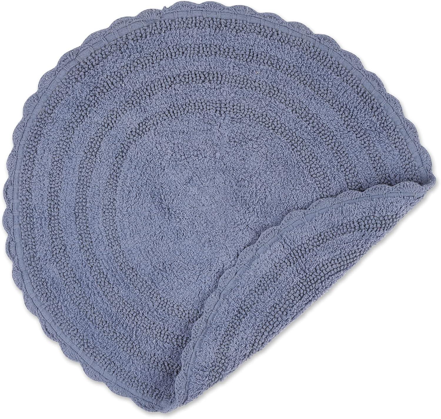 Stonewash Blue Round Crochet Bath Mat