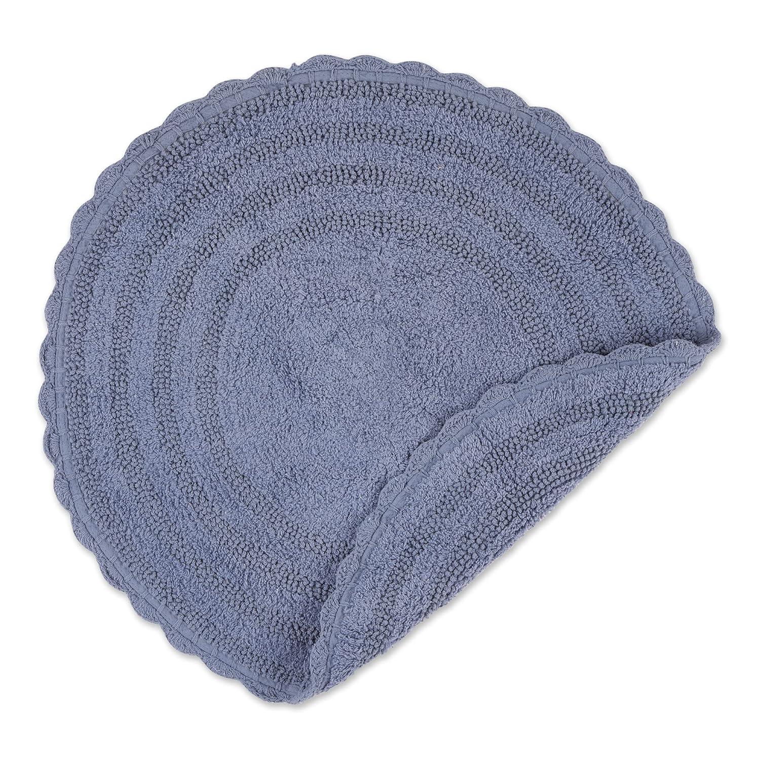 Stonewash Blue Round Crochet Bath Mat