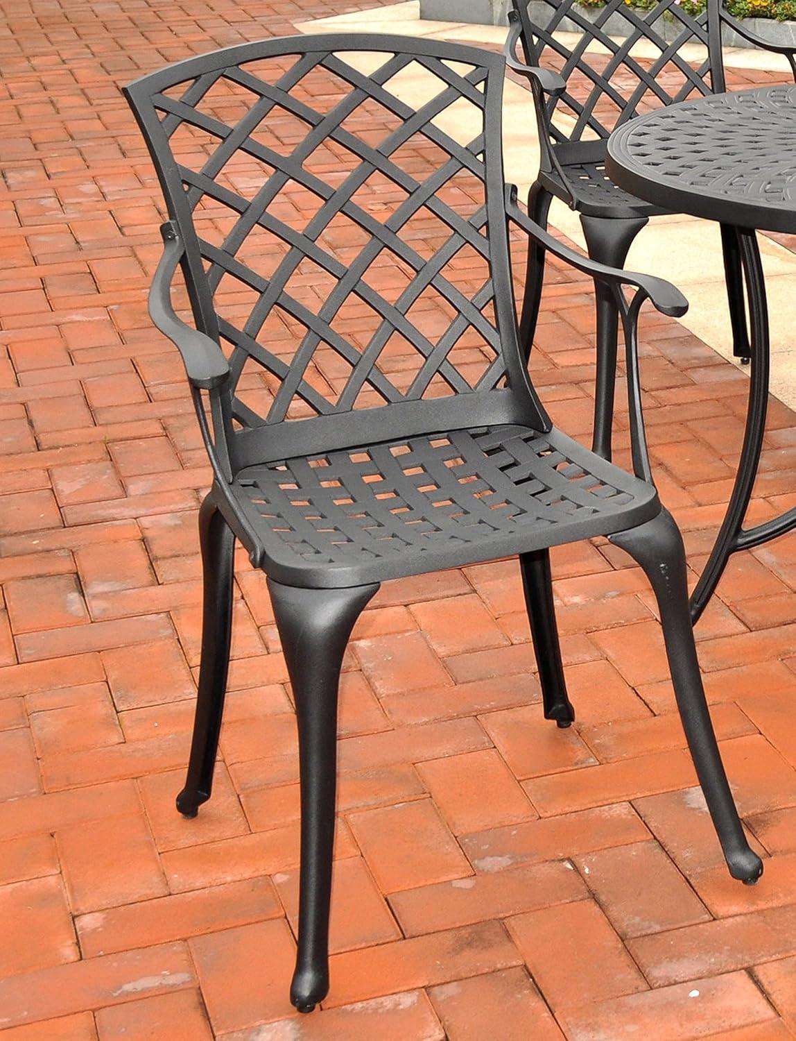 Black Aluminum Latticework Outdoor Accent Chair Set