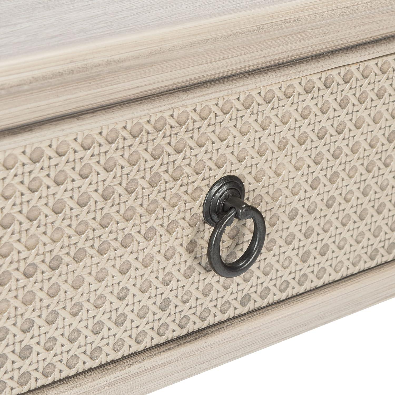 Greige Textured 2-Drawer Metal & Wood Console Table