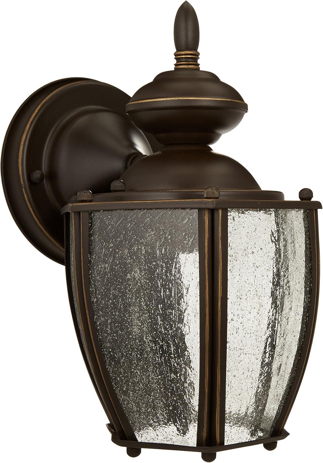 Antique Bronze 10" Outdoor Wall Lantern with Seeded Glass