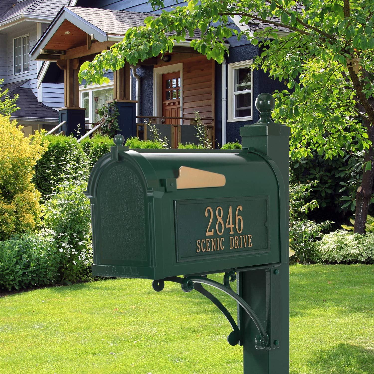 Green Aluminum Deluxe Mailbox Package with Post