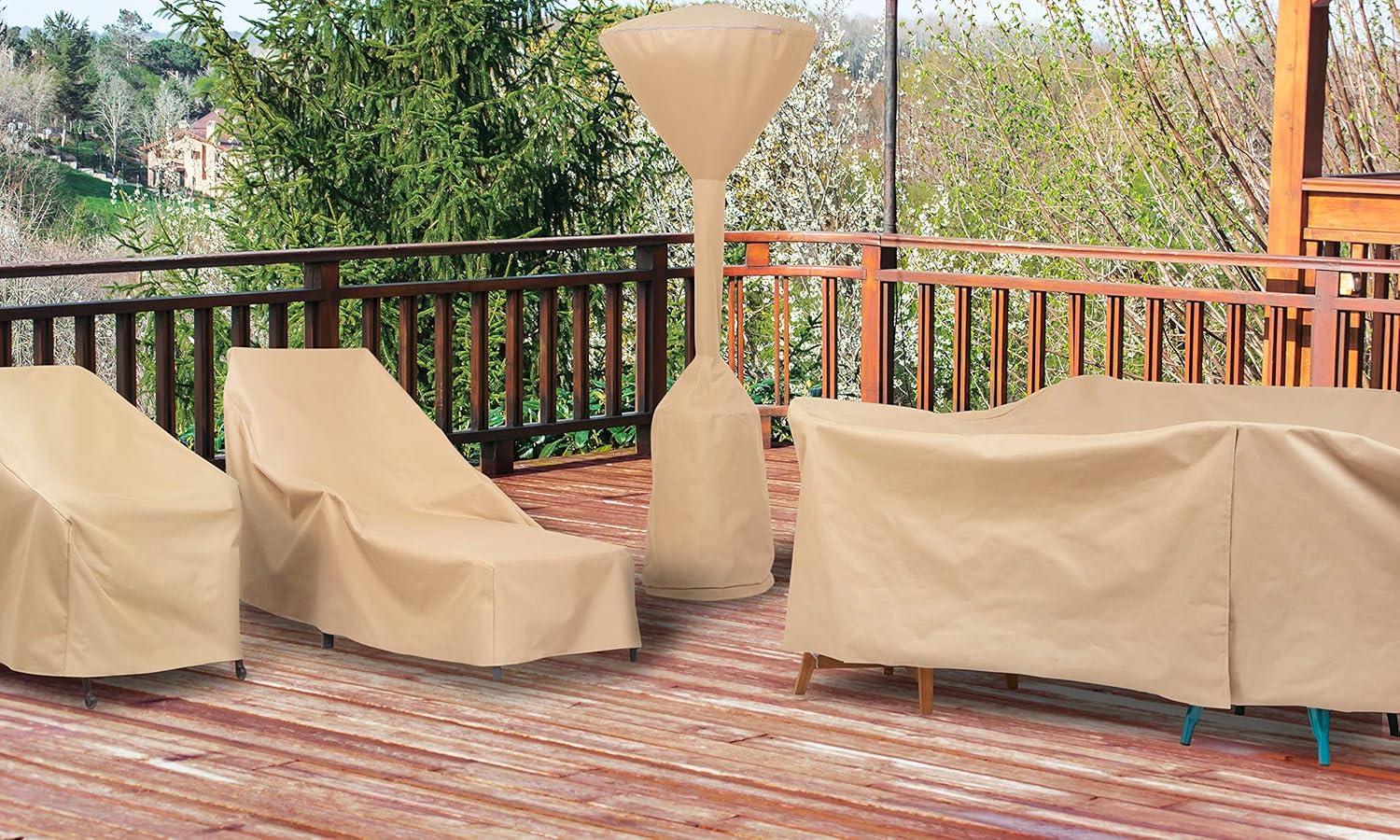 Modern Leisure Basics Outdoor Stand-Up Patio Heater Cover, 30" Dia (top) x 18.5" Dia (bottom) x 94"H, Khaki