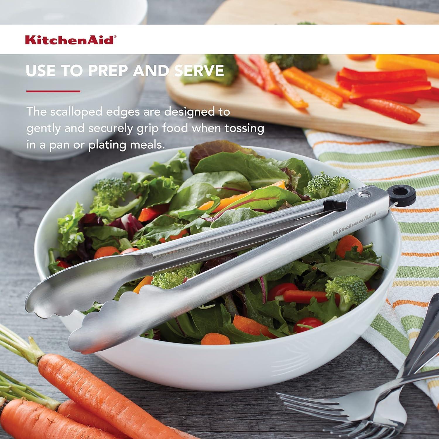 KitchenAid® KitchenAid® Gourmet Stainless Steel Serving Tongs with Hang Hook and Secure Closing Lock, 9 Inch