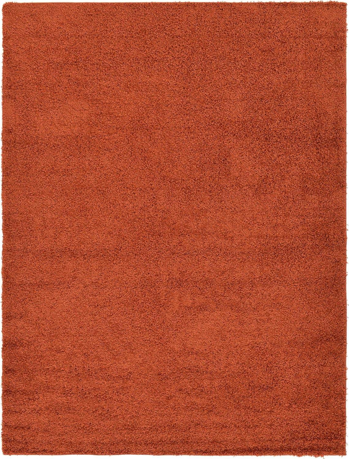 Unique Loom 8' 0 x 11' 0 Rectangle Solid Shag Terracotta Area Rug