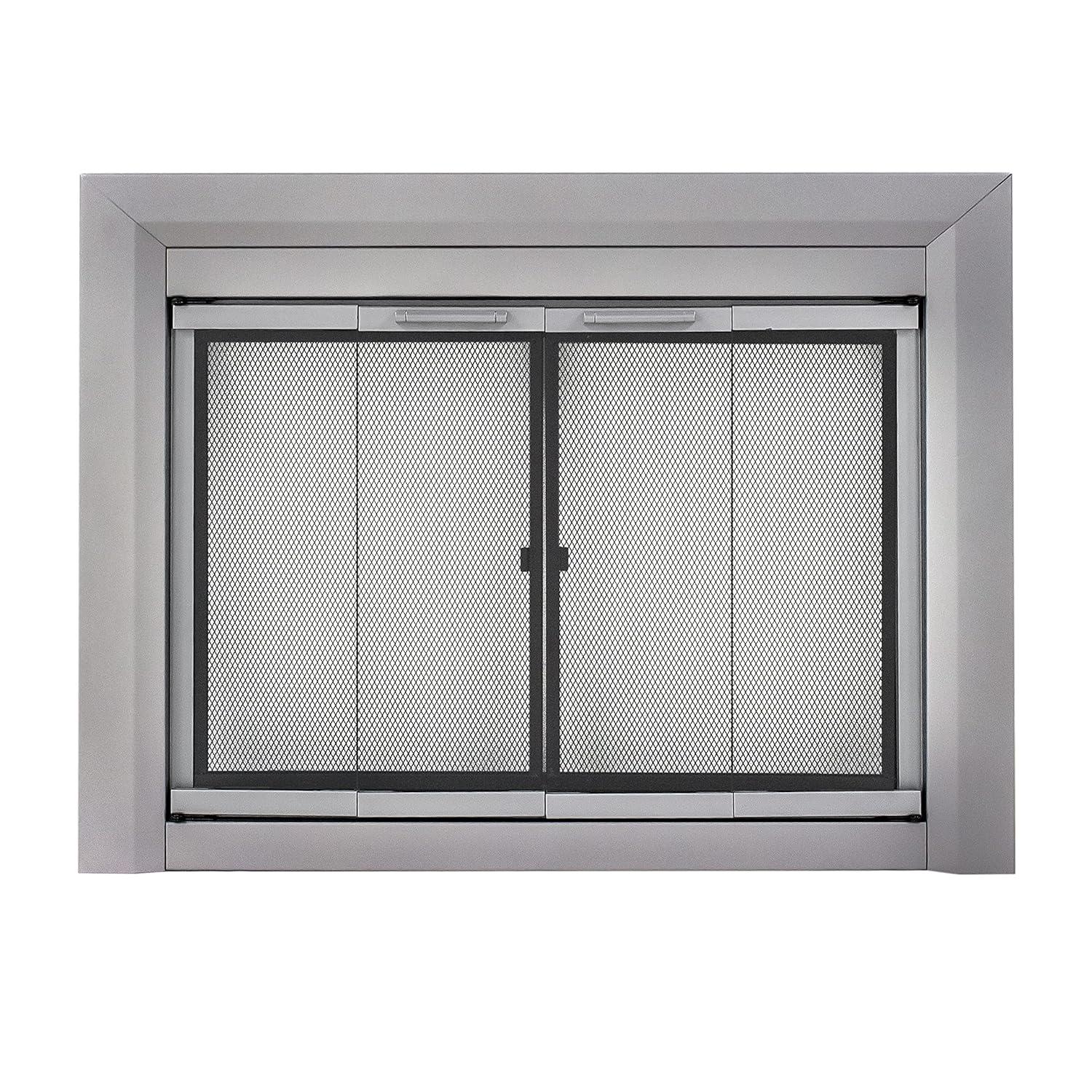 Clairmont Medium Skyline Nickel Glass Fireplace Doors
