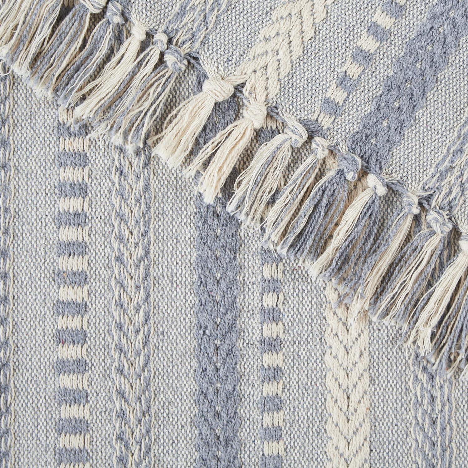 Cool Gray Braided Stripe Table Runner 15x72