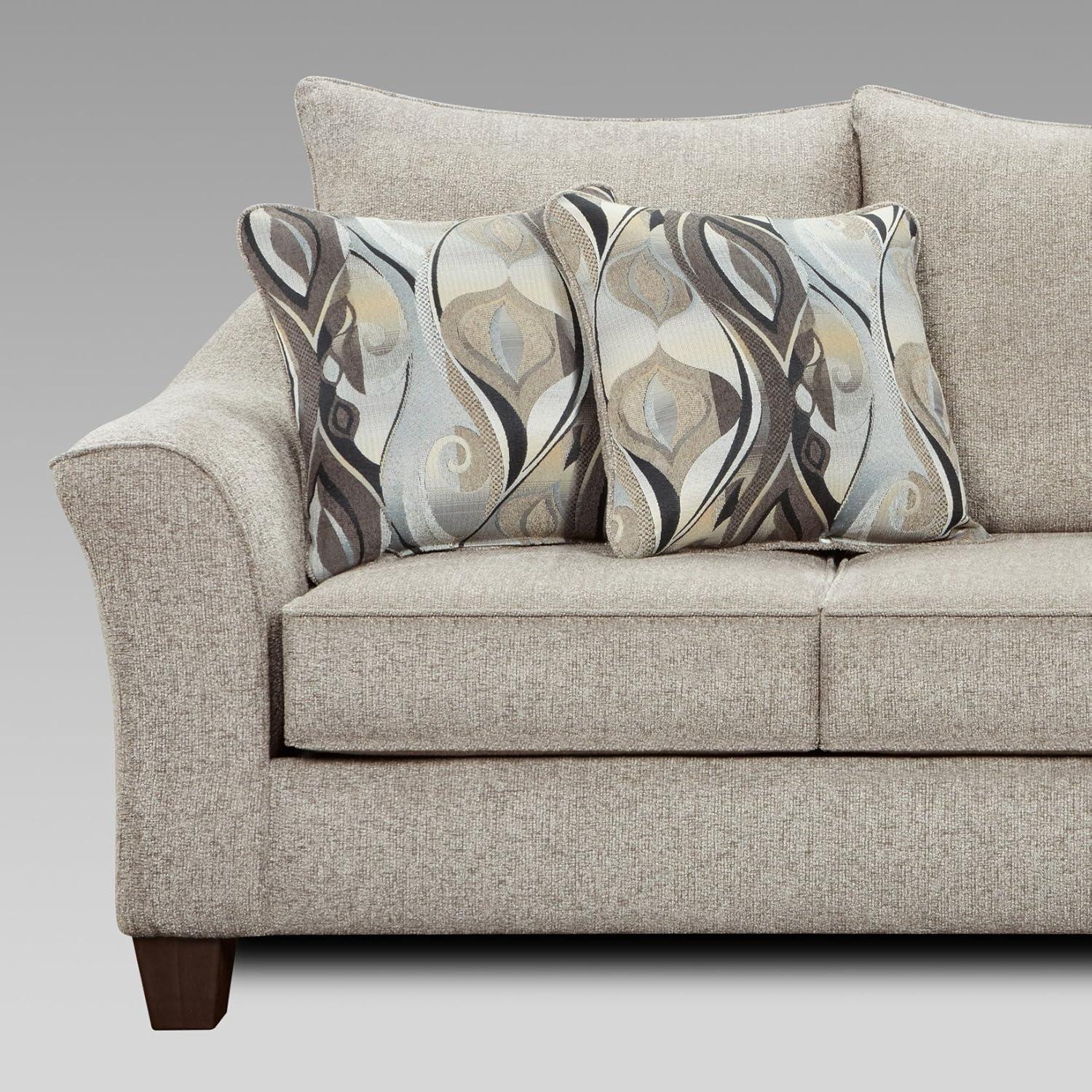 Roundhill Furniture Camero Pillowback Sofa and Loveseat Set, Fabric, Platinum