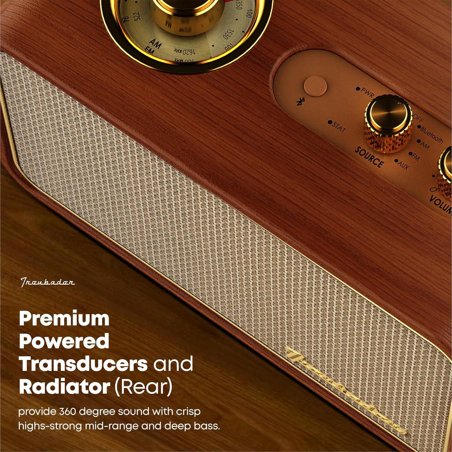 Retro Bluetooth Speaker Wood Vintage Bluetooth Speaker Small Wireless Old Fashion Style, AM/FM Tunning Dial,Electronics for Home, Perfect for Cafe,Restaurant,Vintage Store, Bedroom(Retro Wood)