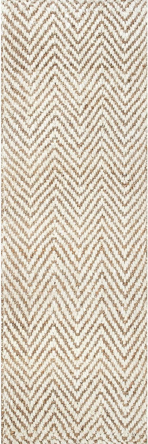 nuLOOM Vania Chevron Jute Area Rug, 2' 6" x 6', Off White