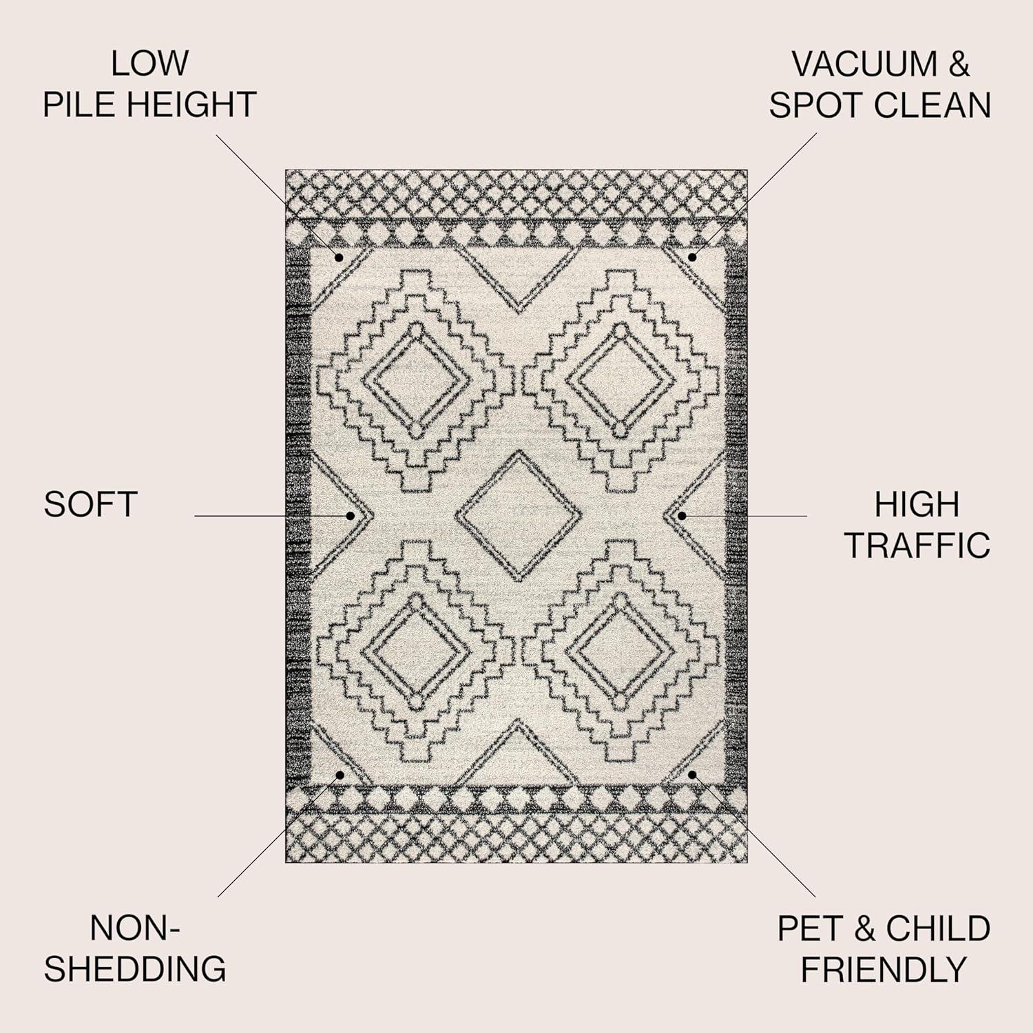 JONATHAN Y Amir Moroccan Beni Souk Cream/Black 3' Square Area Rug