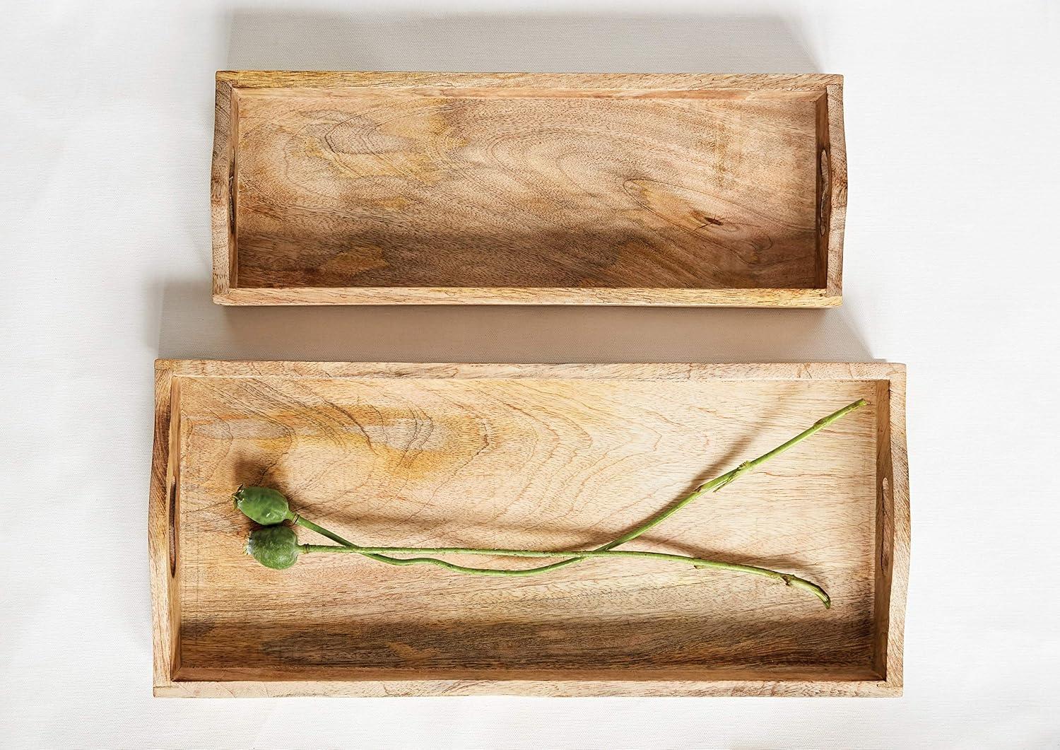 Set of 2 Mango Wood Trays Brown - Storied Home