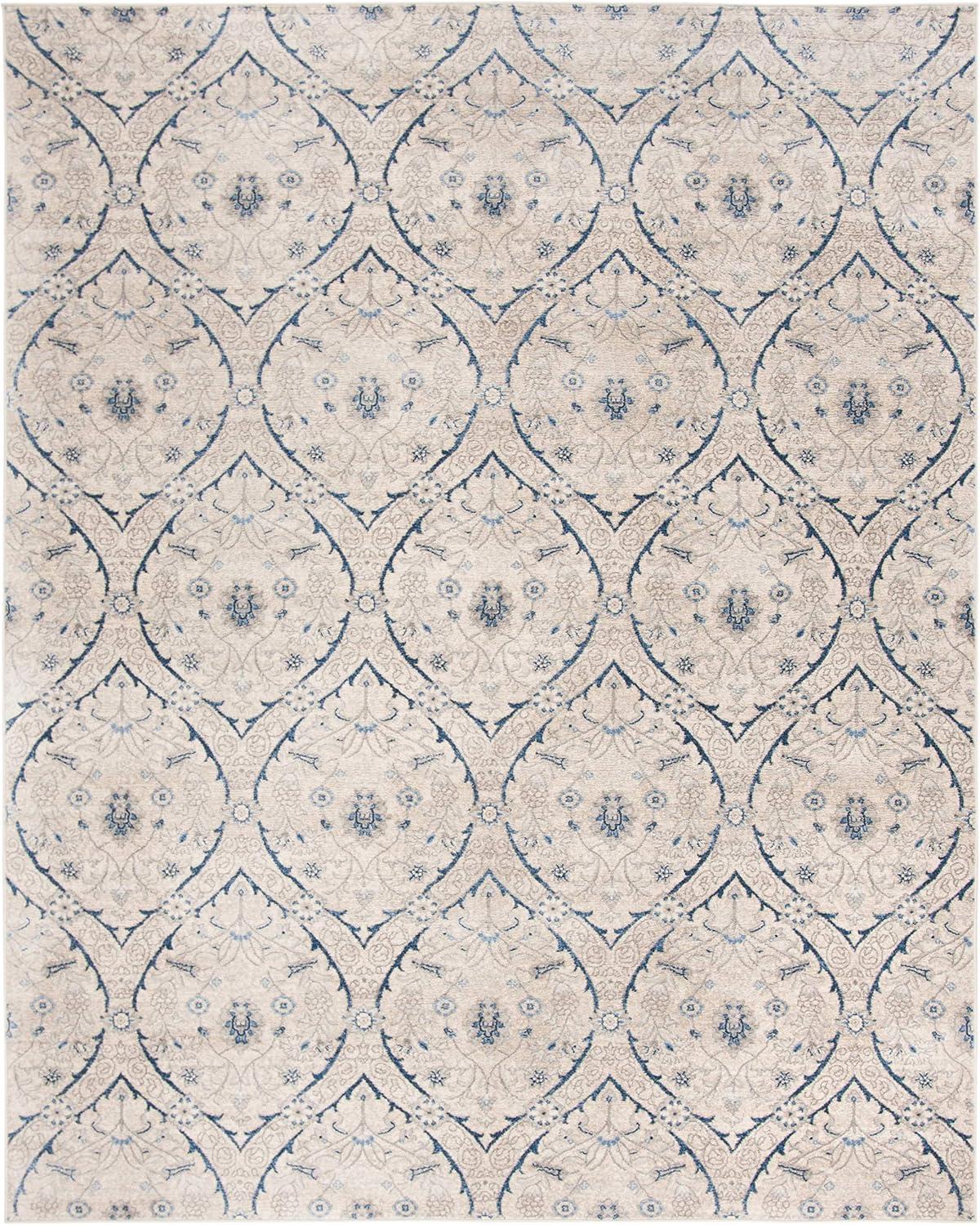 Elysian Light Grey/Blue Synthetic Rectangular Easy-Care Rug