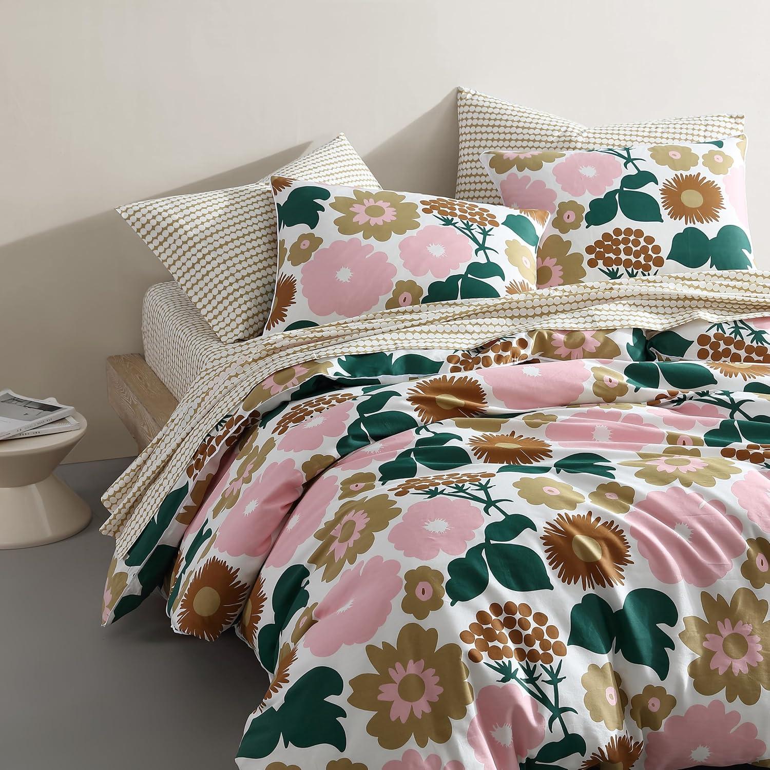 Marimekko Pieni Kukkatori Pink Cotton Duvet Cover Set