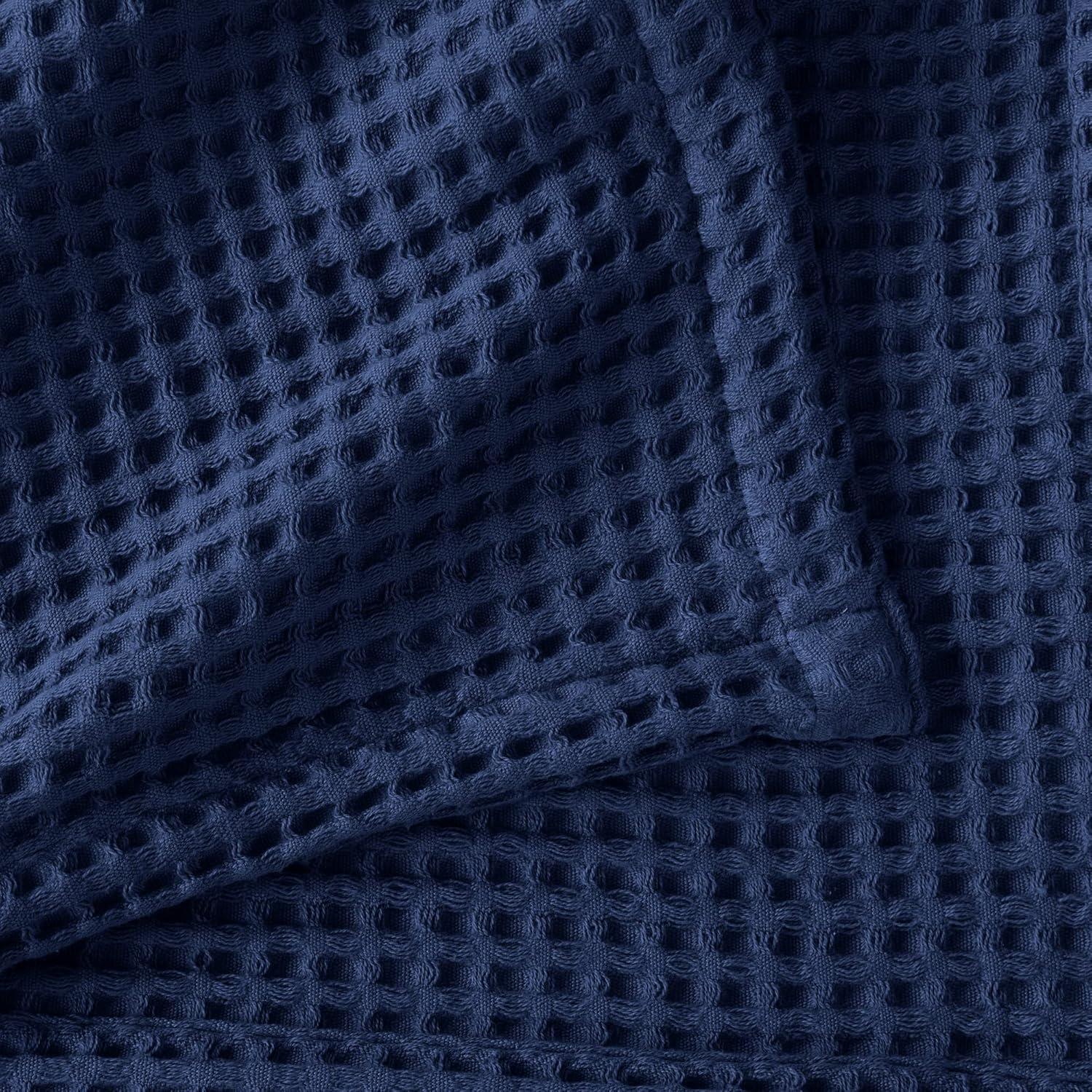 Market & Place 100% Cotton Waffle Weave Bed Blanket King Navy