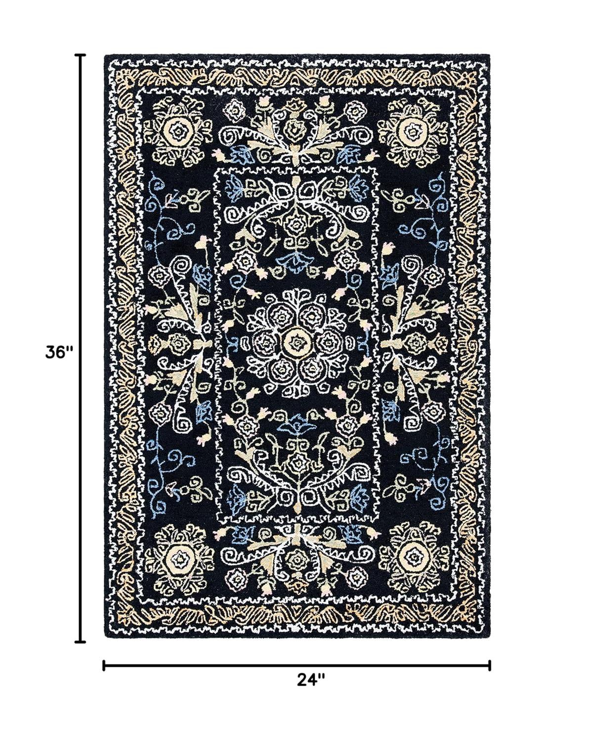 Micro-Loop MLP522 Hand Tufted Accent Rug - Black/Green - 2'x3' - Safavieh.