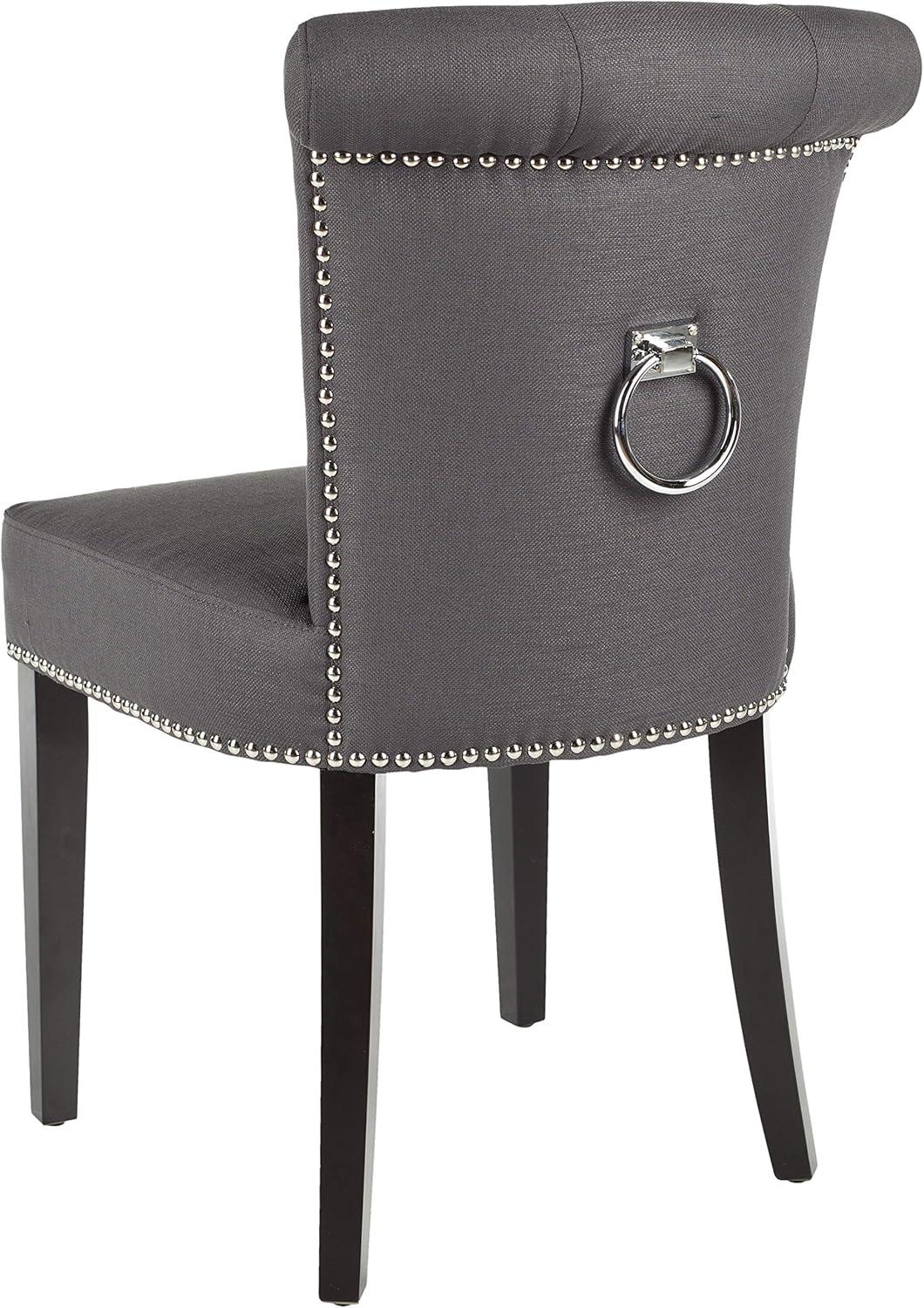 SAFAVIEH Sinclair Contemporary Glam Ring Chair w/ Silver Nail Heads, Charcoal/Espresso