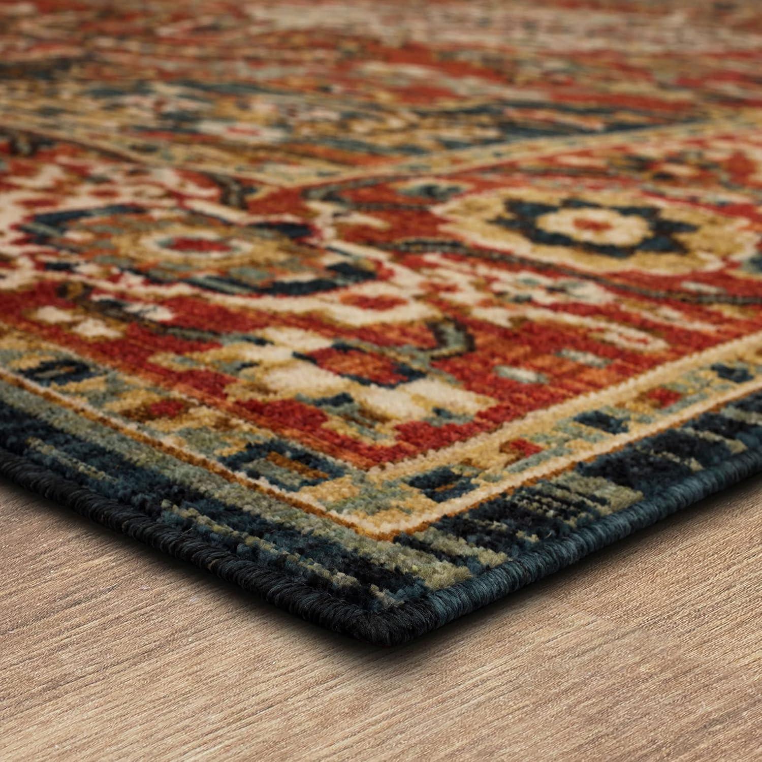 Bilpass Red and Beige Synthetic Medallion 4' x 6' Area Rug