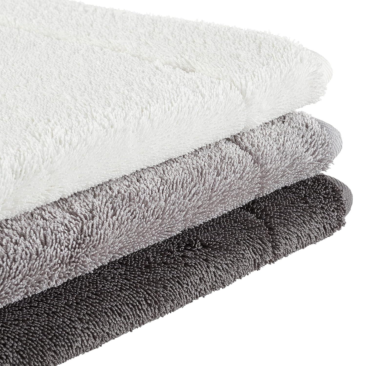 Terry Bath Mats, Set of 2 Memory Foam Bath Rugs, Non-Slip, 100% Polyester, Premium Bathroom Decor, Machine Washable, Measures 17 in. x 24 in. / 20 in. x 32 in., Light Gray