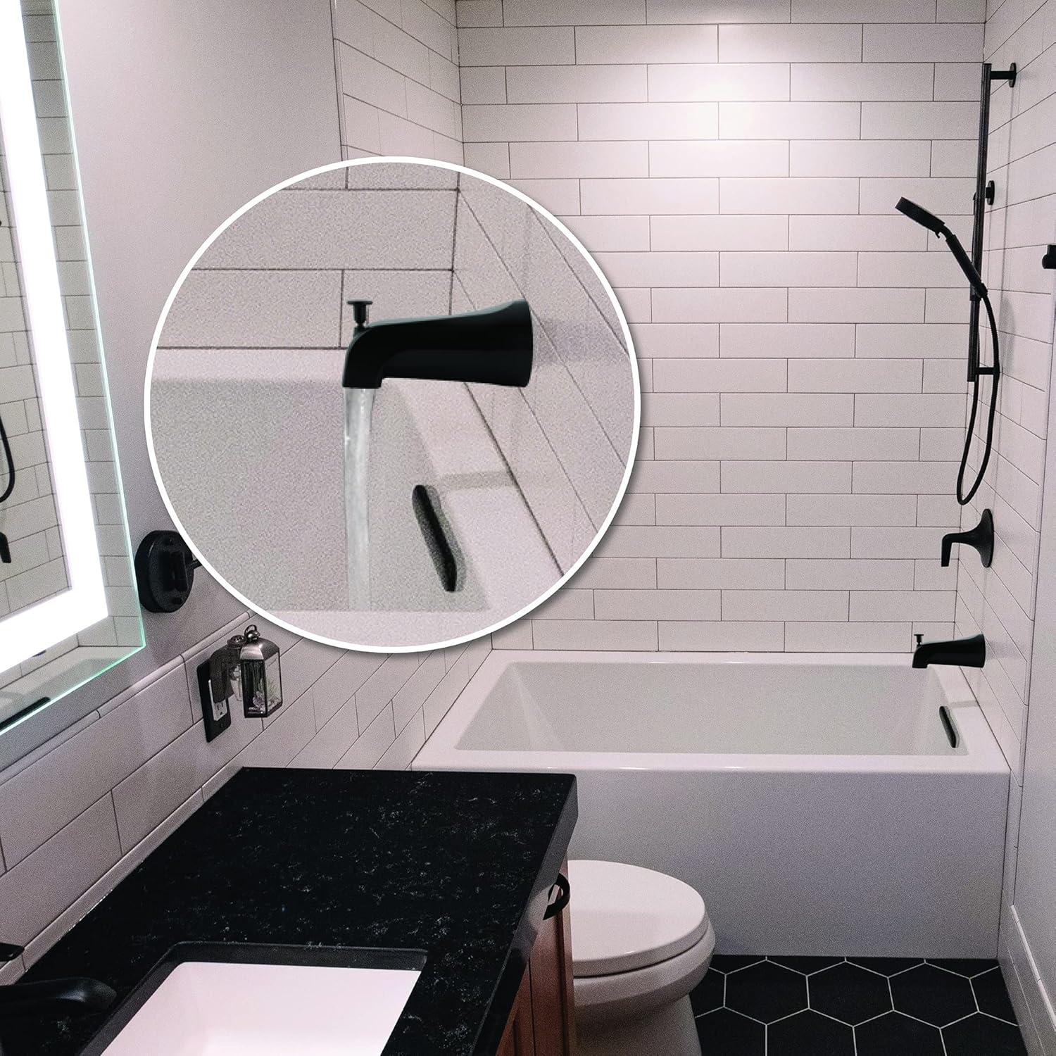 Matte Black Wall Mounted Tub Spout with Diverter