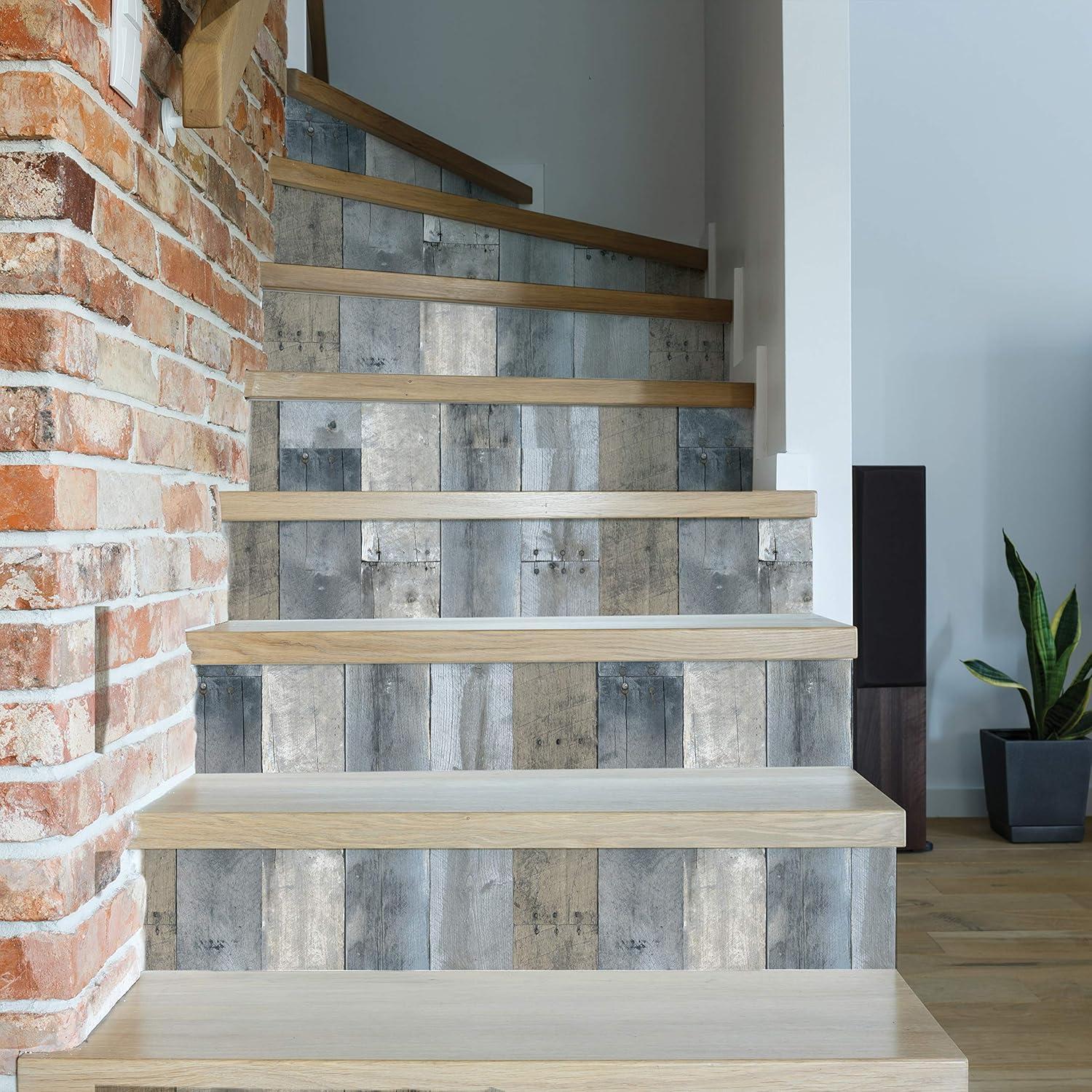 Tempaper & Co.® Repurposed Wood Removable Peel and Stick Wallpaper, 28 sq ft: Vinyl Self-Adhesive Blue Wood Grain