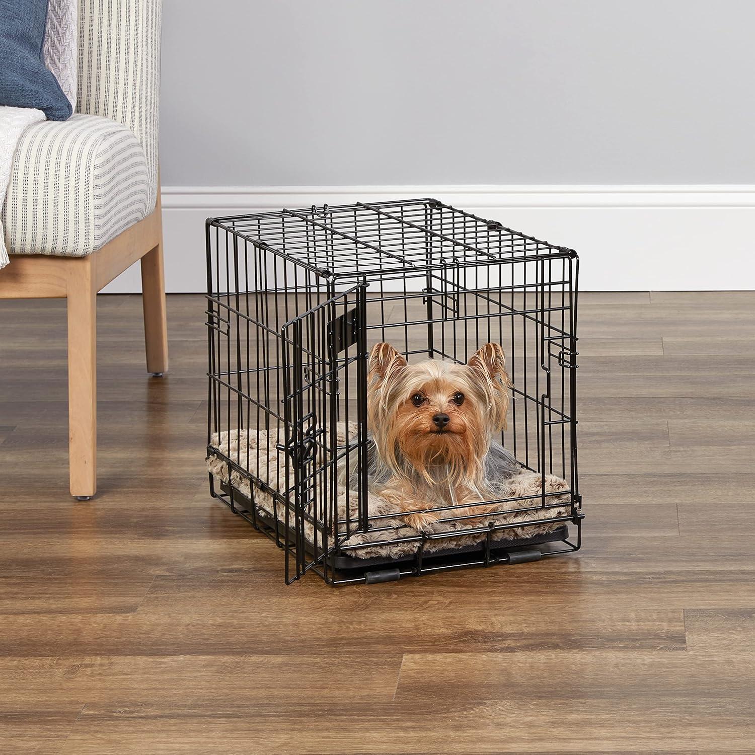 MidWest Homes for Pets Newly Enhanced Single Door iCrate Dog Crate, Includes Leak-Proof Pan, Floor Protecting Feet , Divider Panel & New Patented Features, Measures 18L x 12W x 14H Inches, Black