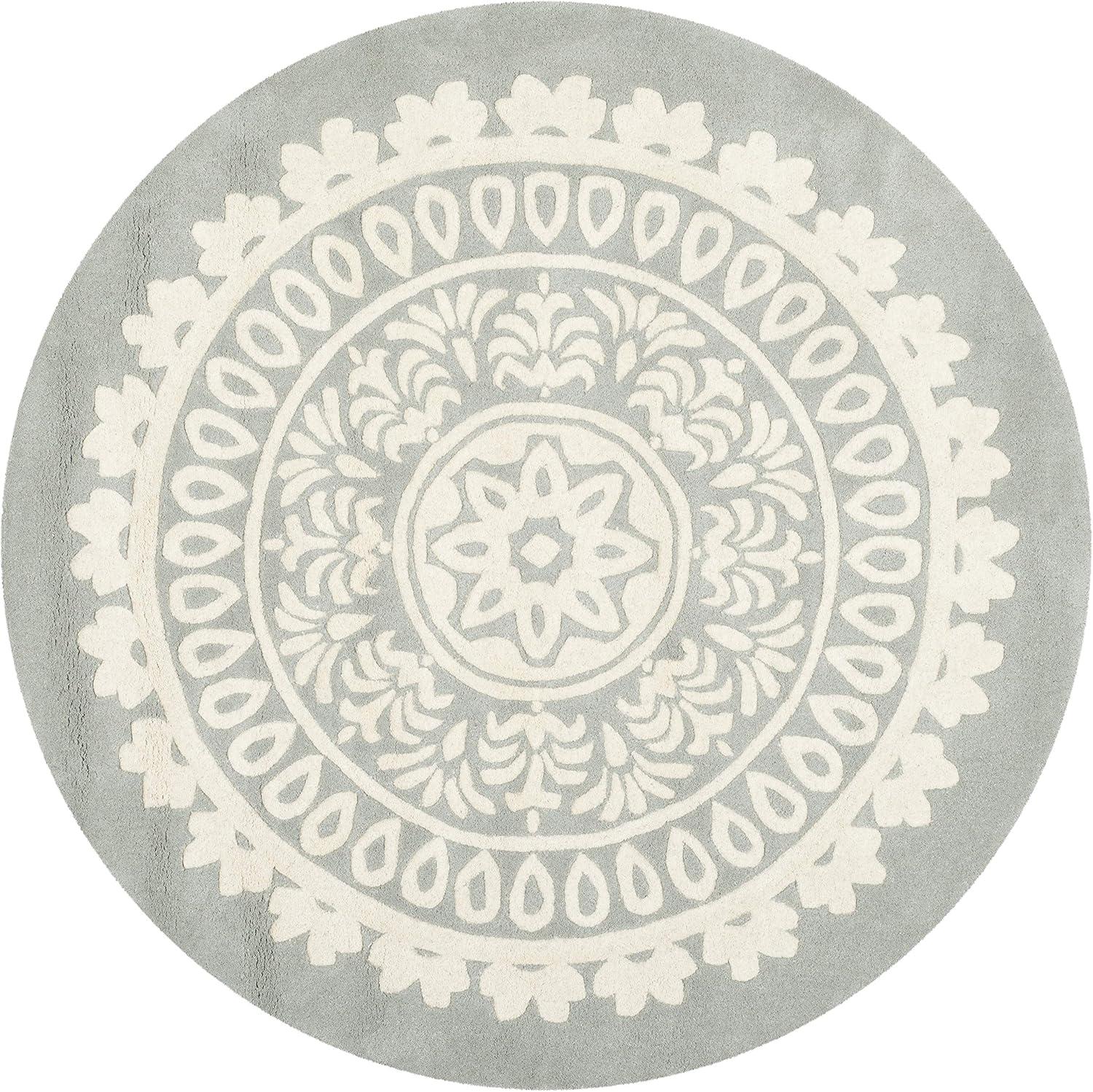 Bella BEL122 Hand Tufted Area Rug - Grey/Ivory - 7' round - Safavieh.