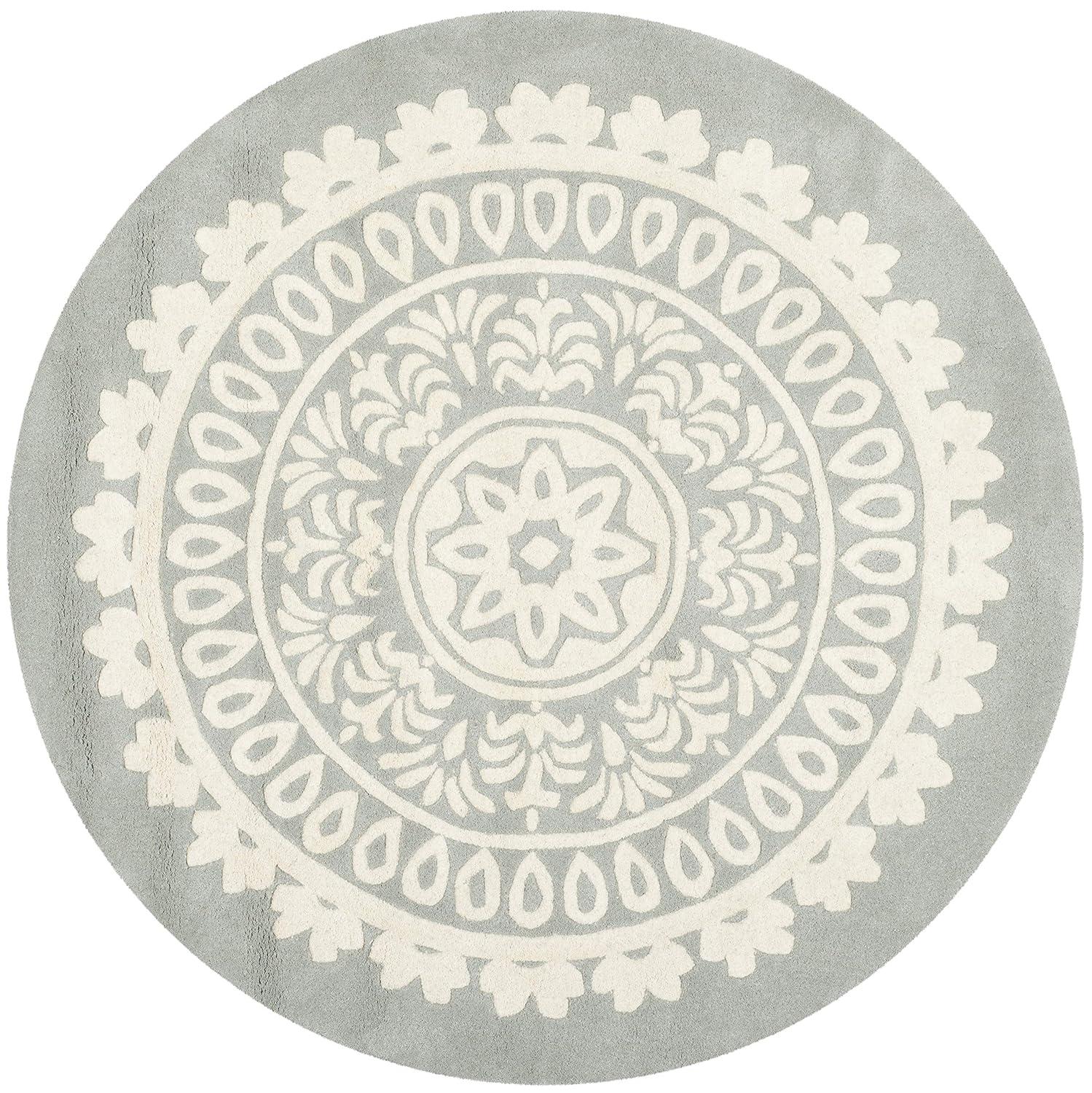 Bella BEL122 Hand Tufted Area Rug - Grey/Ivory - 7' round - Safavieh.