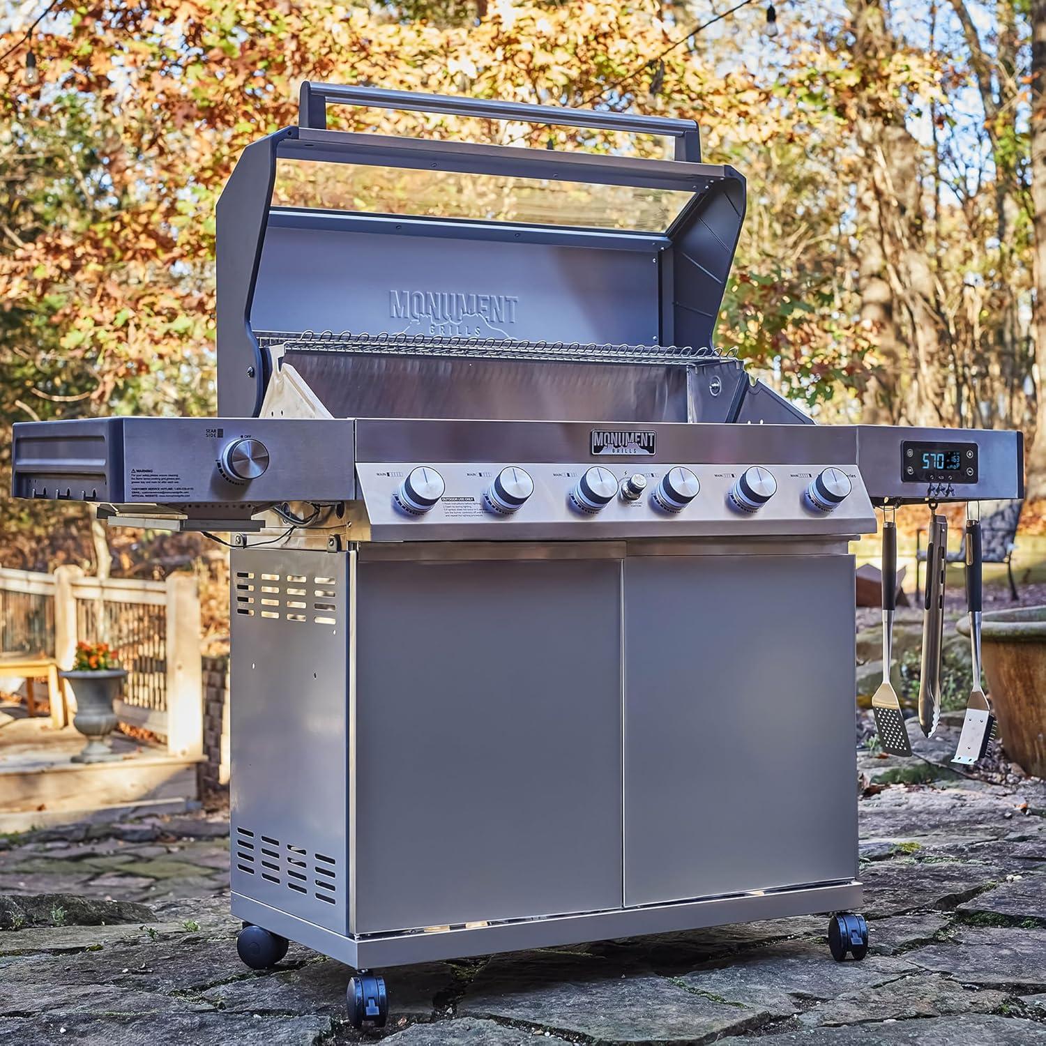 Denali 6-Burner Stainless Steel Natural Gas Grill with Side Burner