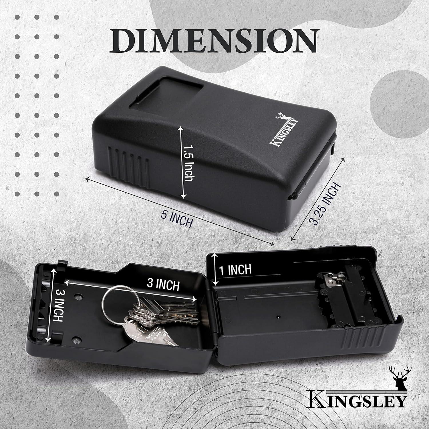 Kingsley Key Lock Box - Guard-a-Key, Secure Weatherproof Key Box Wall Mount for Indoors and Outdoors, 4 Digit Resettable Combination Code, Large Capacity for Storing Spare Keys