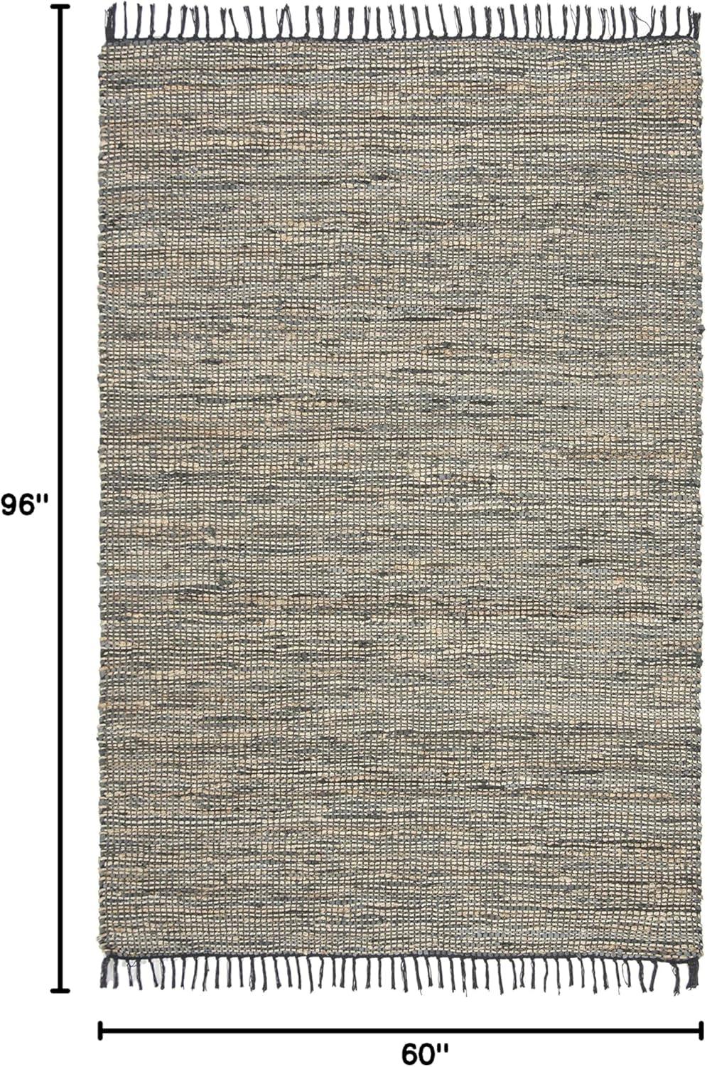 Vintage Leather VTL203 Hand Woven Area Rug - Grey - 5'x8' - Safavieh.